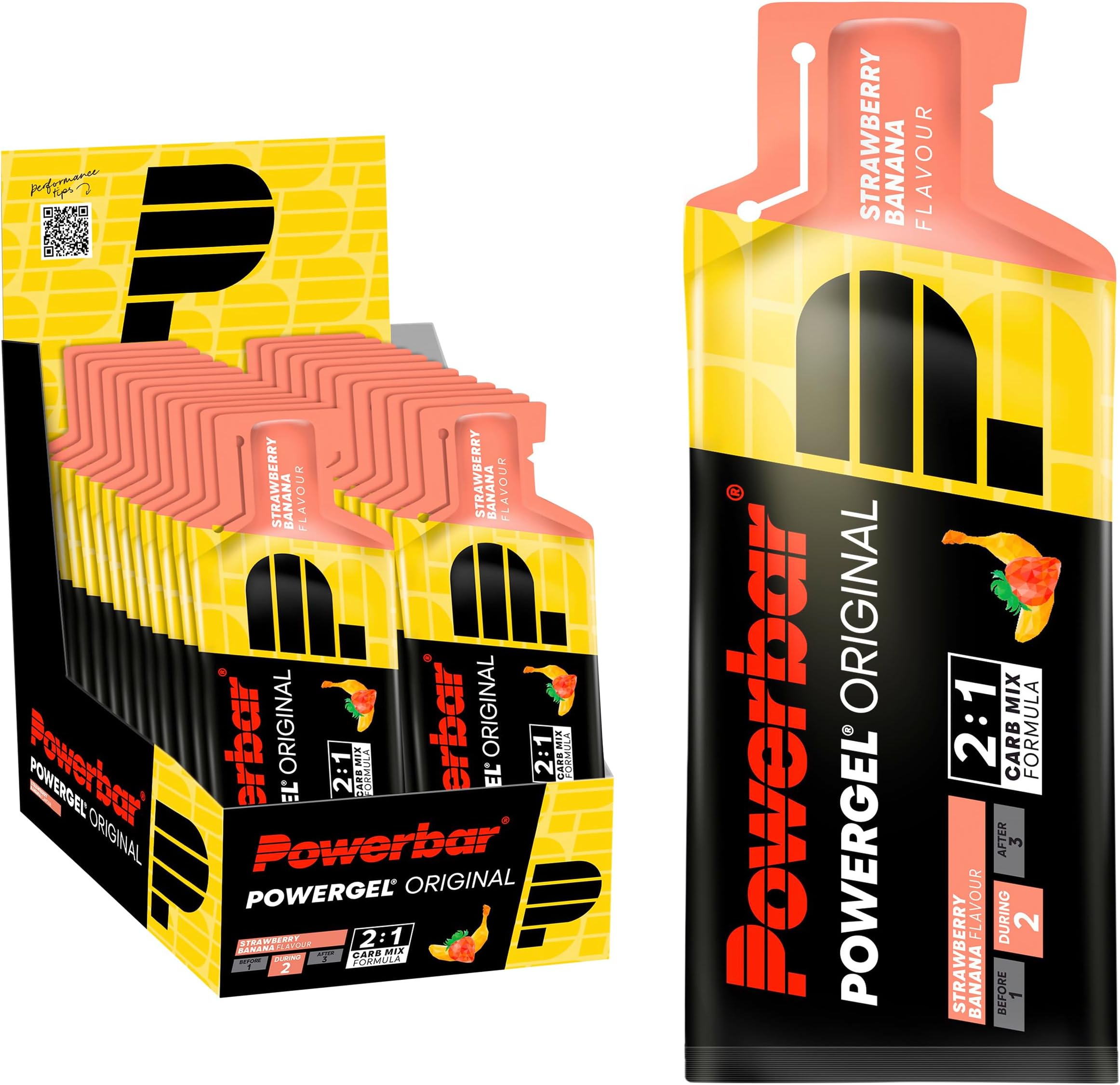 PowerGel Original - Strawberry-Banana - 24x41g - High Carb Energy Gel - Sodium - caffeine-free