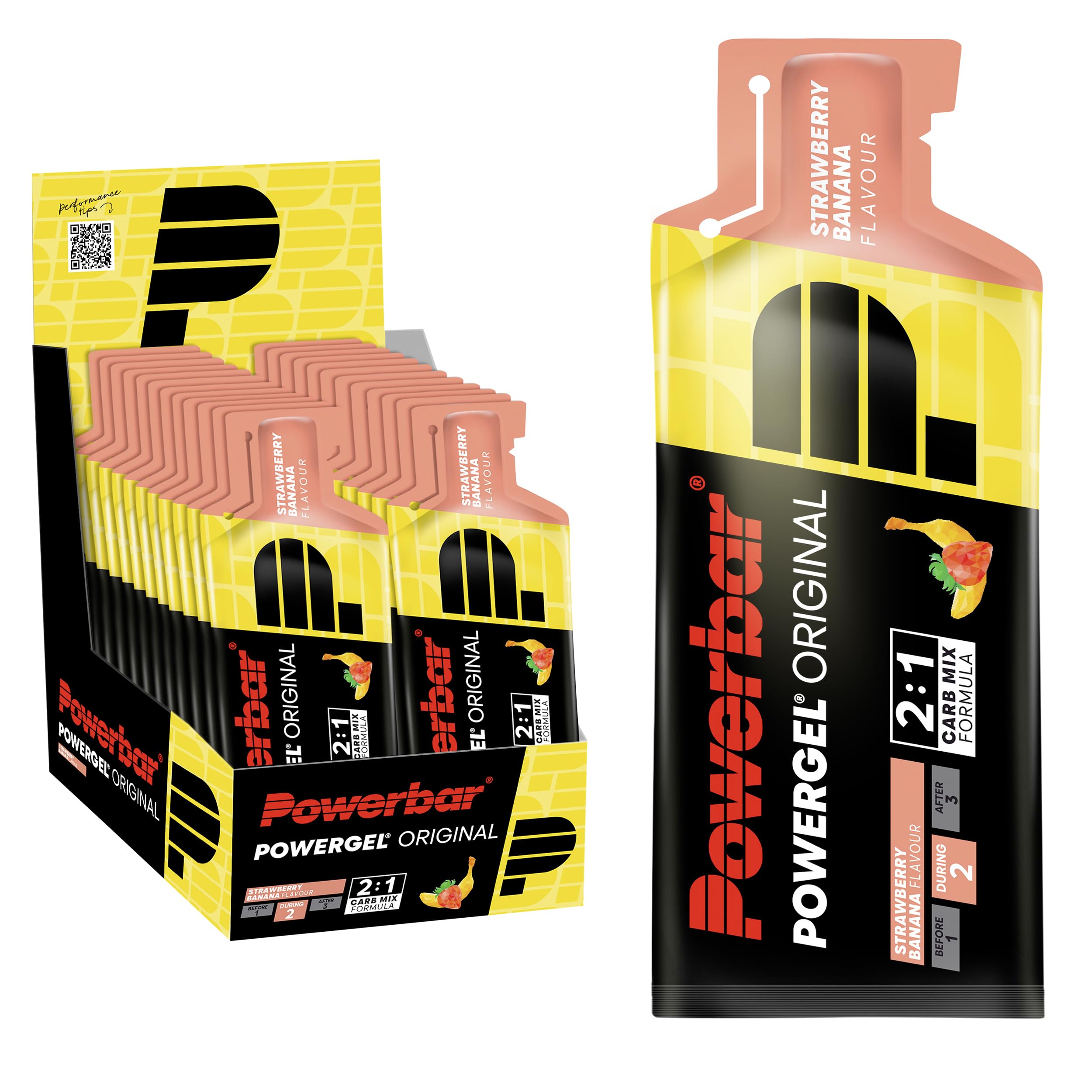 PowerGel Original - Strawberry-Banana - 24x41g - High Carb Energy Gel - Sodium - caffeine-free