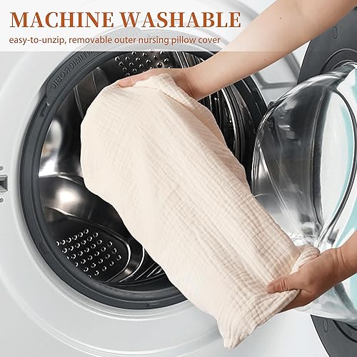 Miniatura 5 de Pro Goleem Funda de almohada de muselina para lactancia, suave y transpirable, de algodón, para madres lactantes, se adapta a la almohada estándar