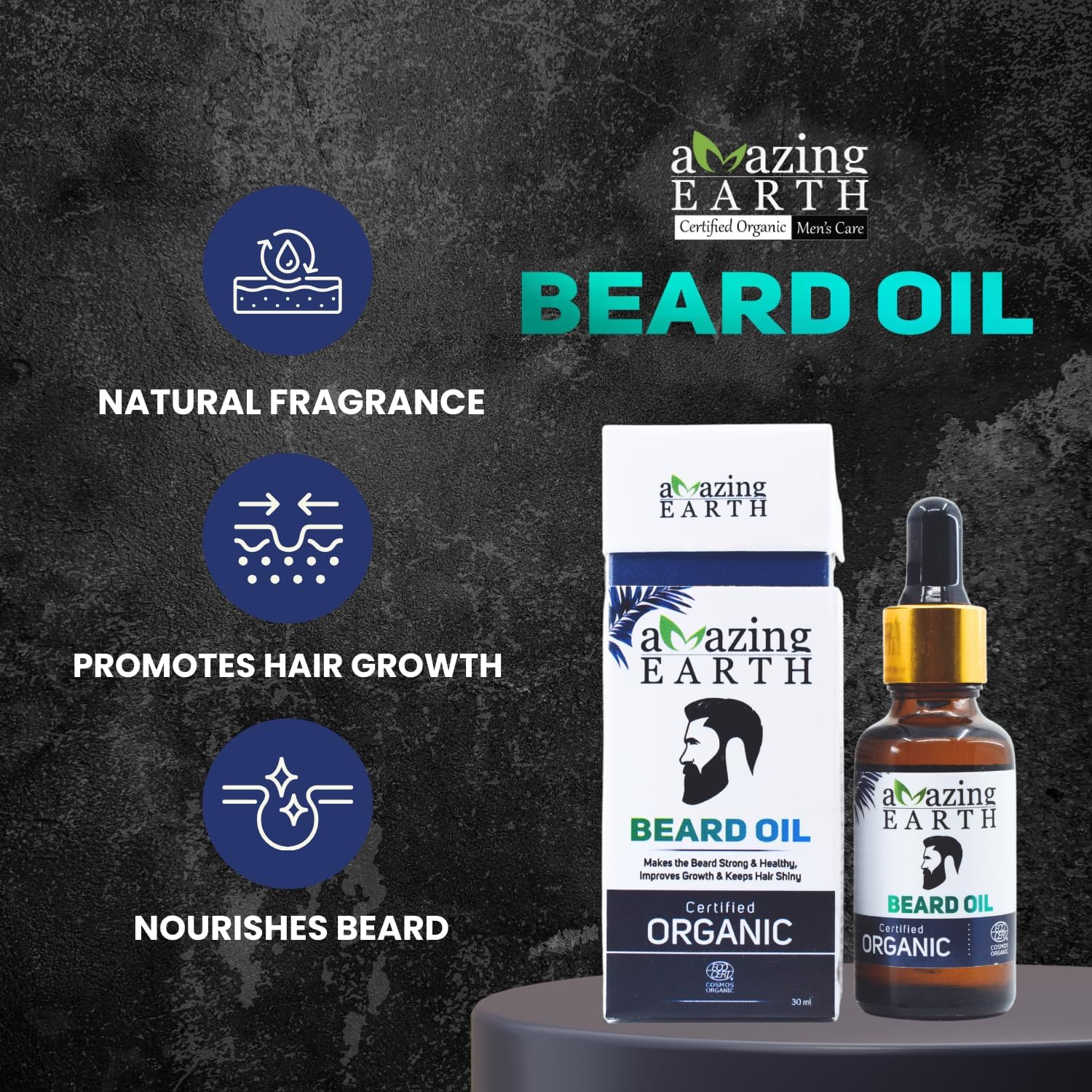 Amazing Earth Organic Beard Oil, Natural Fragrance, Nourishment Formula Pack of 5 30 ml Each 2