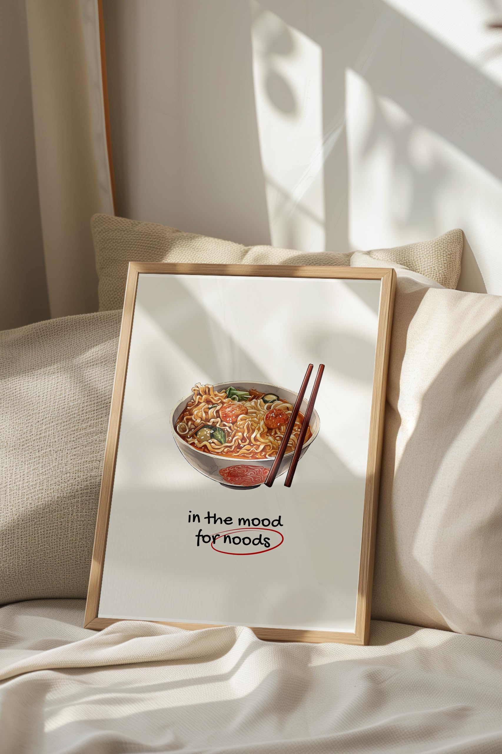 Zestia Ahşap Çerçeveli Tablo, Ramen Kasesi, Mutfak Dekoru, Eğlenceli Tipografi Poster No: 106637 30 x 40