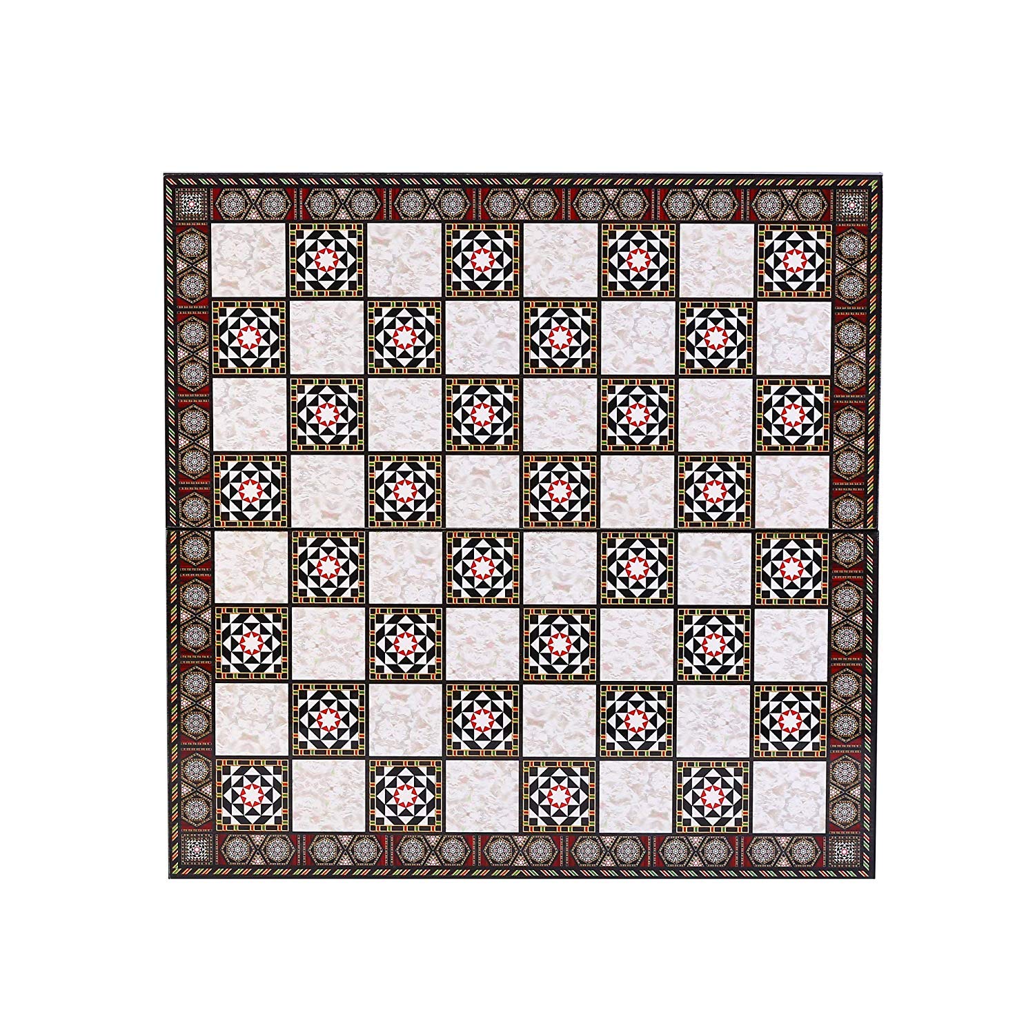 GiftHome Historische römische Figuren aus Metall Schachset für Erwachsene, handgefertigte coole Stücke und Perlmutt gemustertes Holz Schachbrett König 7,1 cm