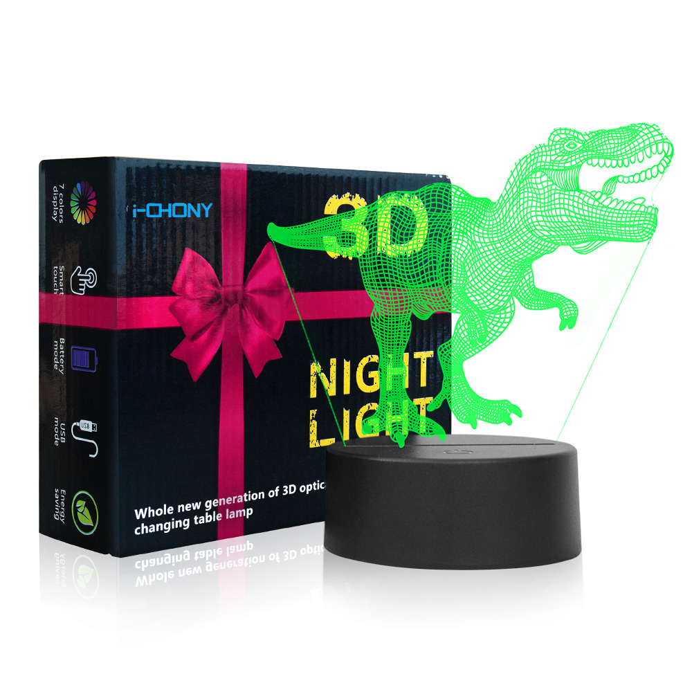 Dinosaur Night Light for Kids T-Rex 3D Illusion Table Lamp 7