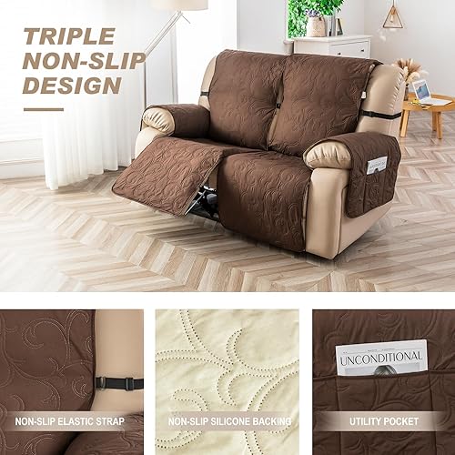 Miniatura 2 de Genina Fundas de sofá para sofá de 2 cojines, 100% impermeables, fundas de sofá reclinable de 3 asientos para sofás reclinables, protector de