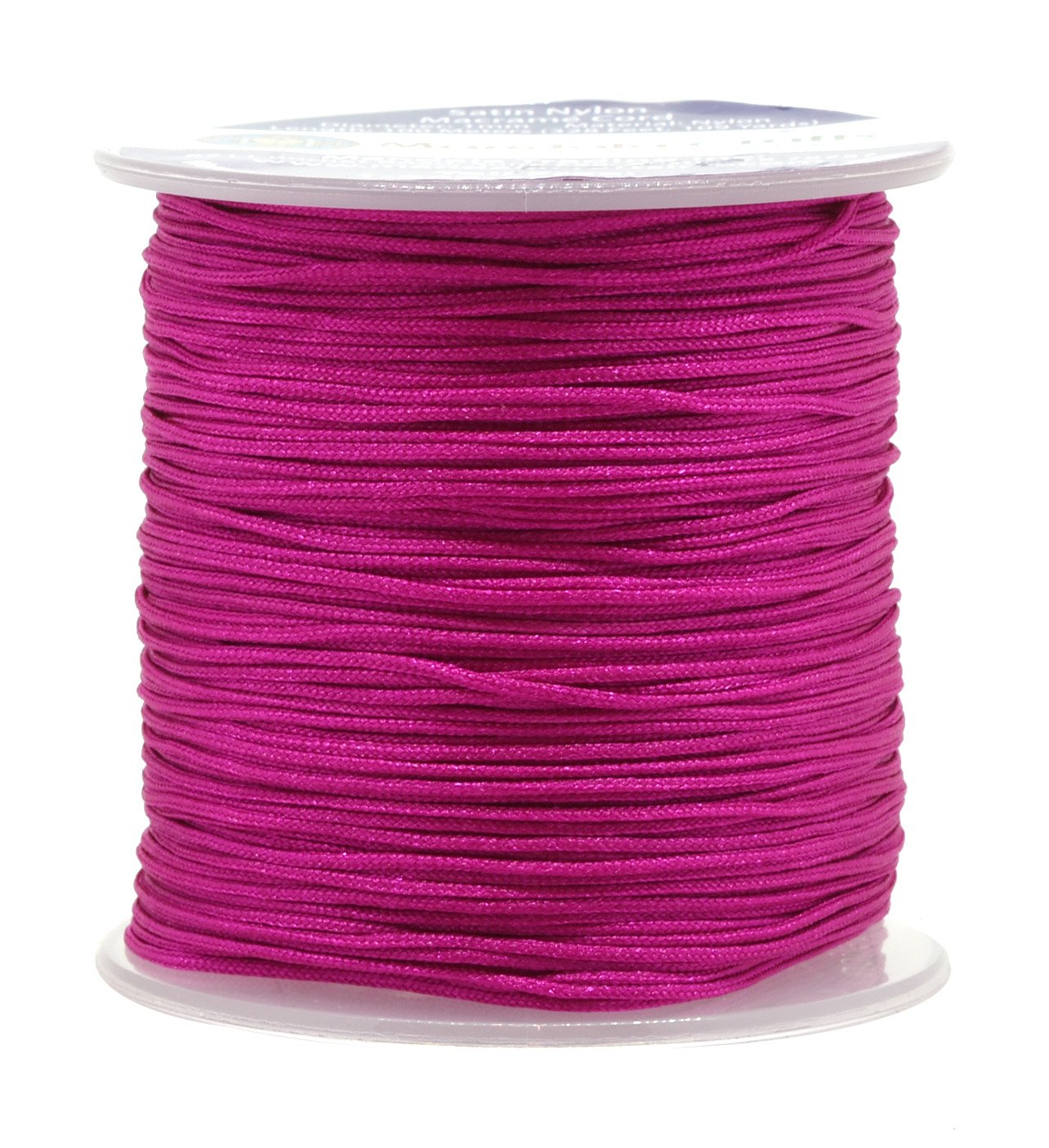 Mandala Crafts Nylon Satin Cord - 1mm for Jewelry and Bracelets Making - 109 Yds Hot Pink String Rattail Chinese Knotting Cord