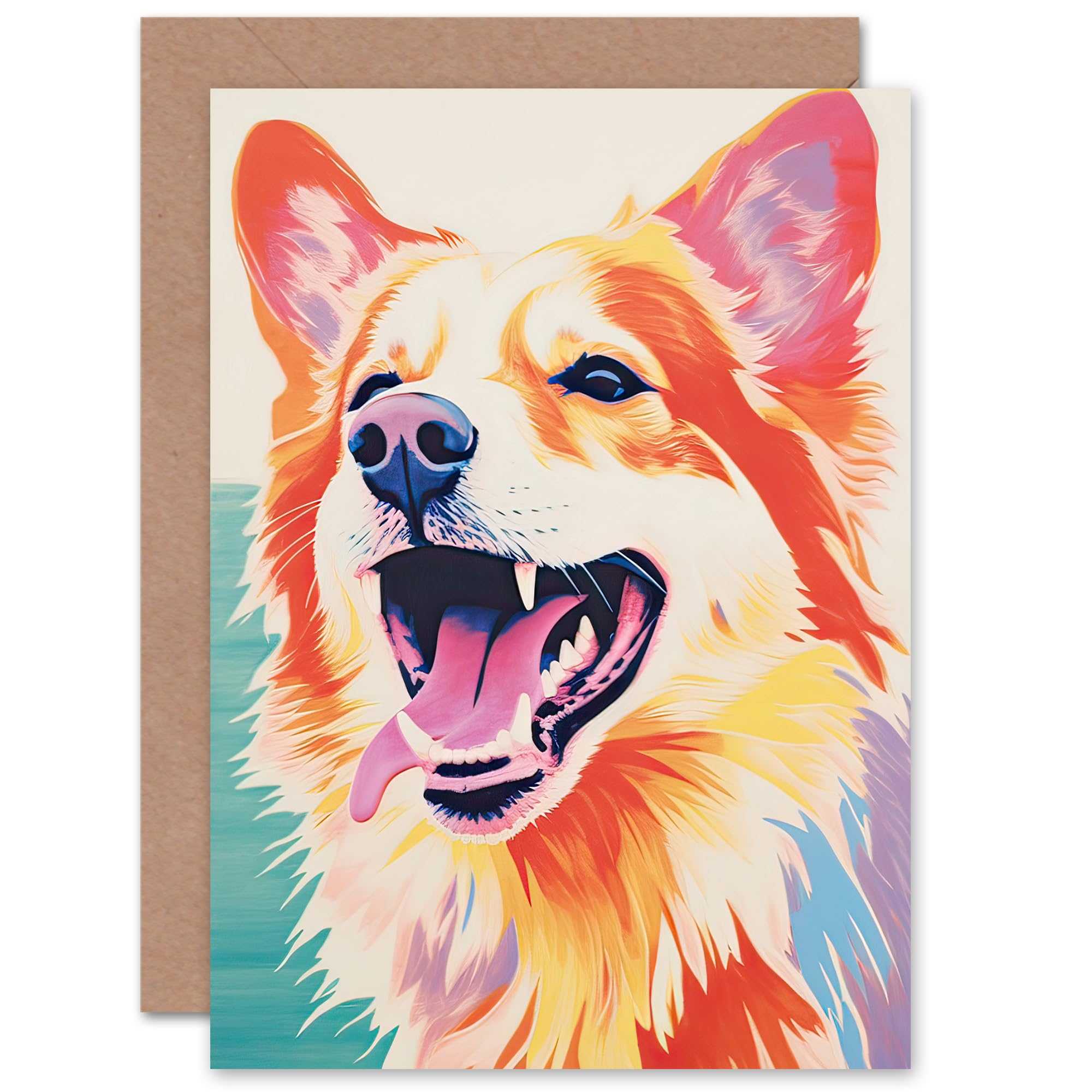 Artery8 Fun Playful Dog Portrait for Him or Her Man Woman Birthday Thank You Congratulations Blank Art Greeting Card