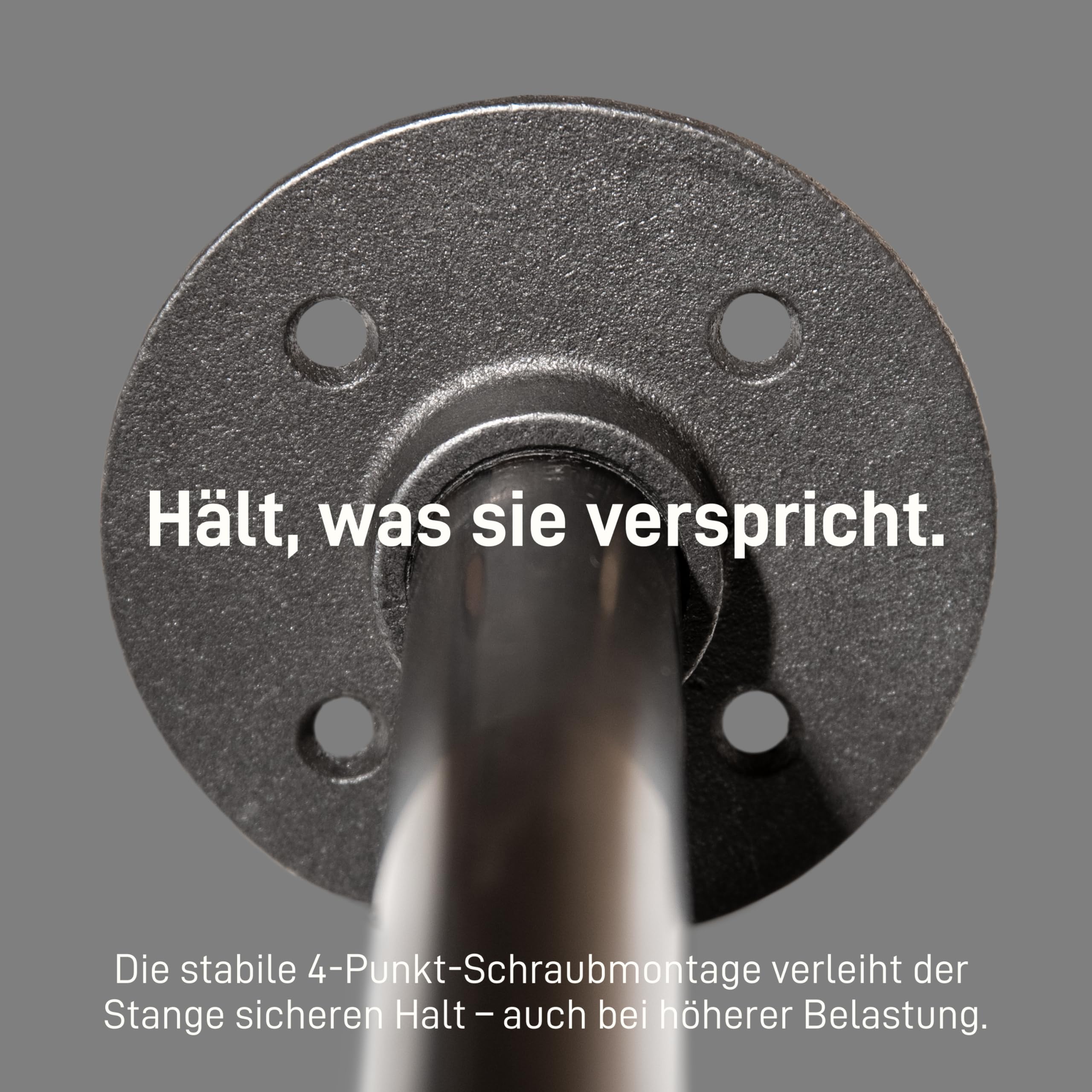 Natural Goods Berlin Kleider-Stange Pipe GARD Wall | Einfache Wand-Montage | Garderoben-Stange im Industrial Design | Kleider-Stangen aus Metall | DIY-Garderobe Temperguss | T6cm * B40cm