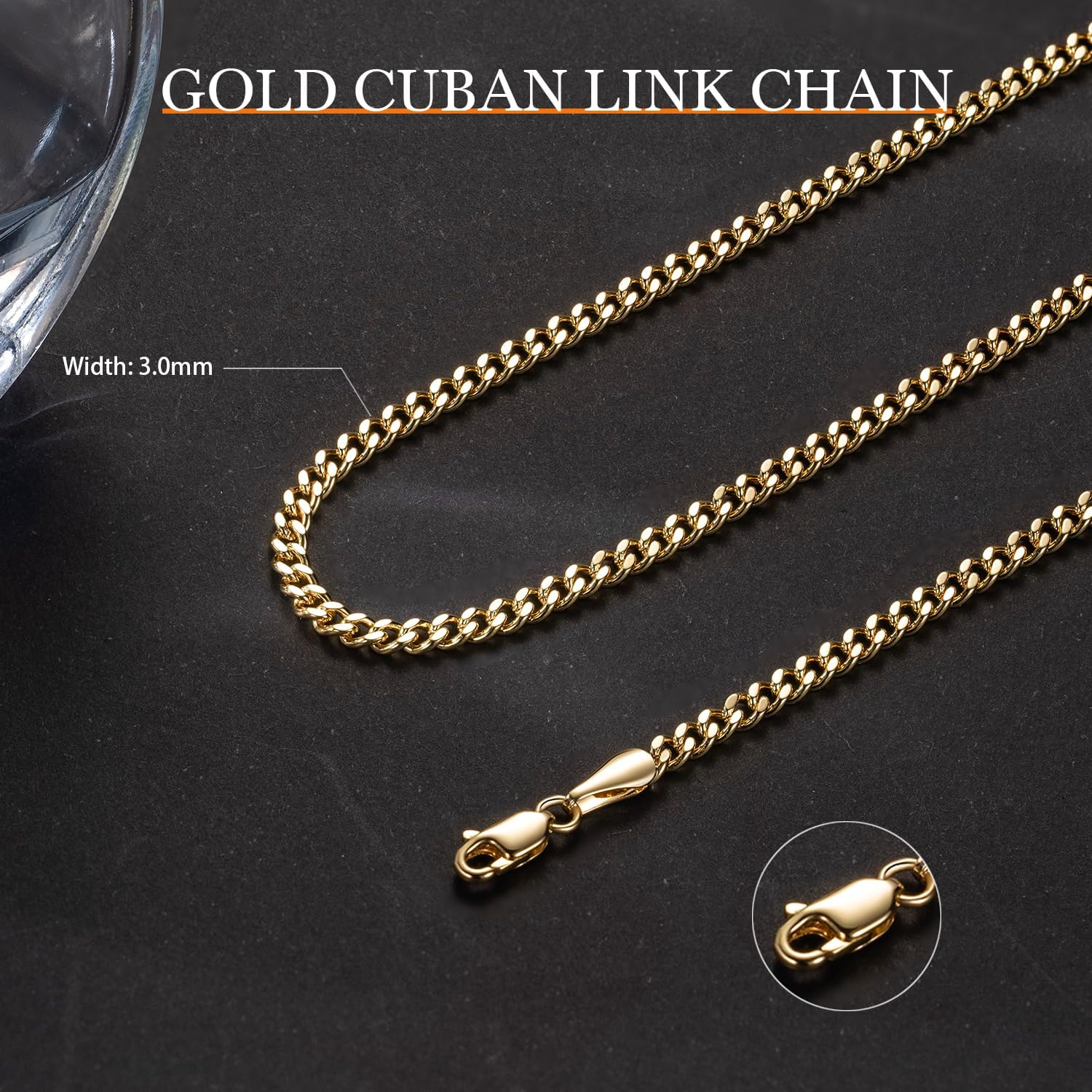 3mm 14K Gold Chain for Women Gold Necklace for Women Cuban Link Chain for Men Golden Jewelry for Men 14K Timeless Heritage, Modern Edge Waterproof Golden Necklace 16,18,20,22,24IN - Image 5