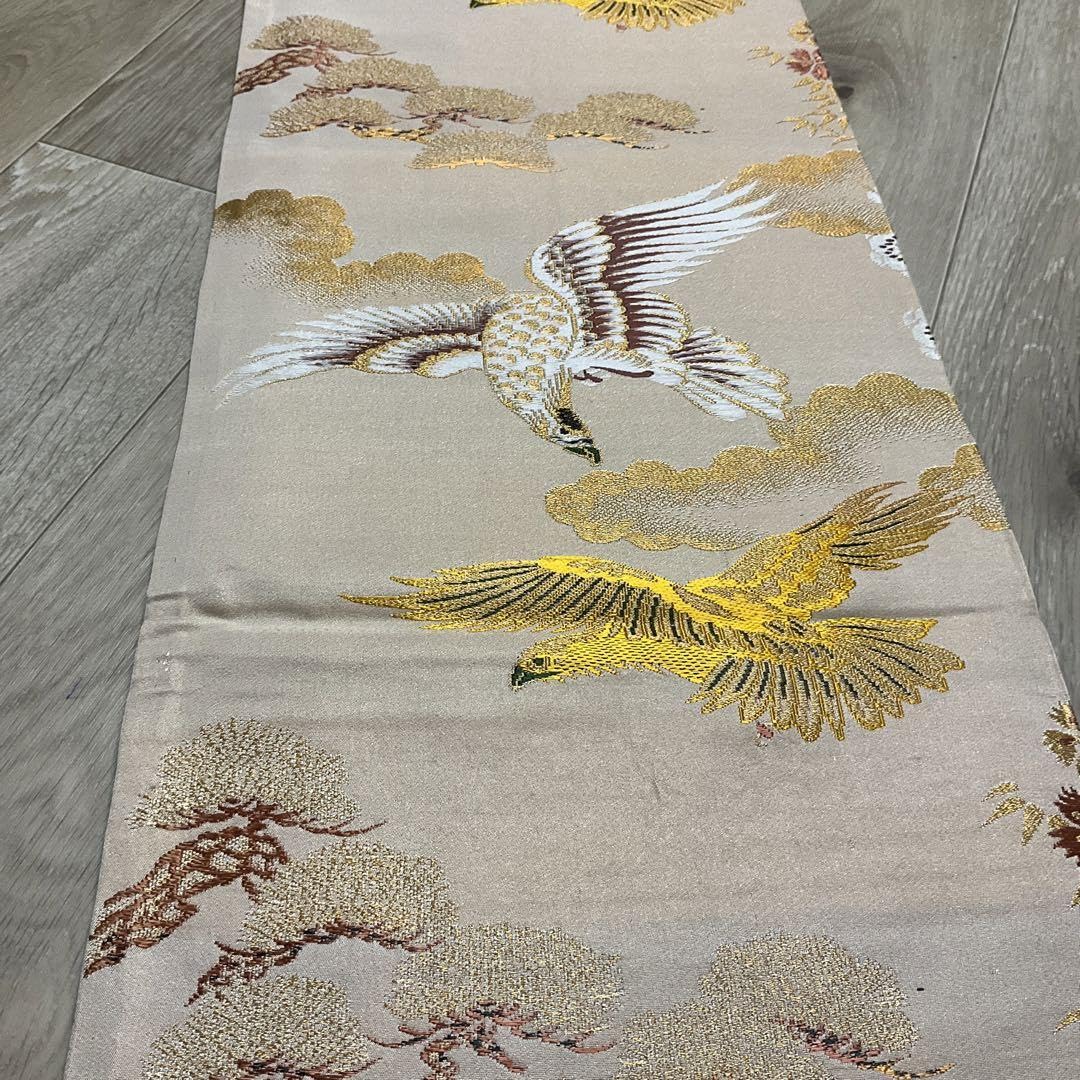 Amazon.co.jp: 西陣織 鶴 鷹 金糸 銀糸 アンティーク 丸帯 全通無双織