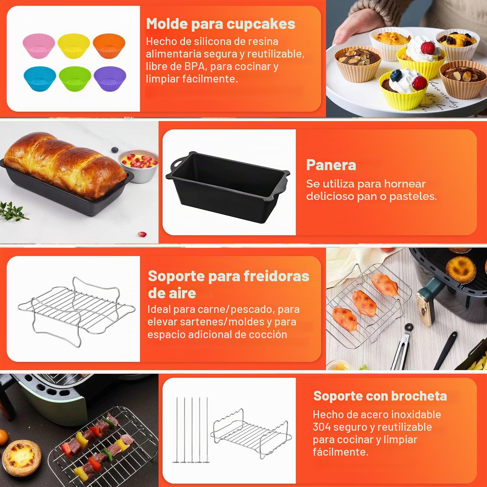 Accesorio para freidora de aire caliente Cosori Dual Blaze Twinfry XXL 10 L, accesorio de silicona para airfryer (1 x 10 l y 2 x 5 L), compatible con Ninja Foodi Flexdrawer 10,4 L freidora de aire