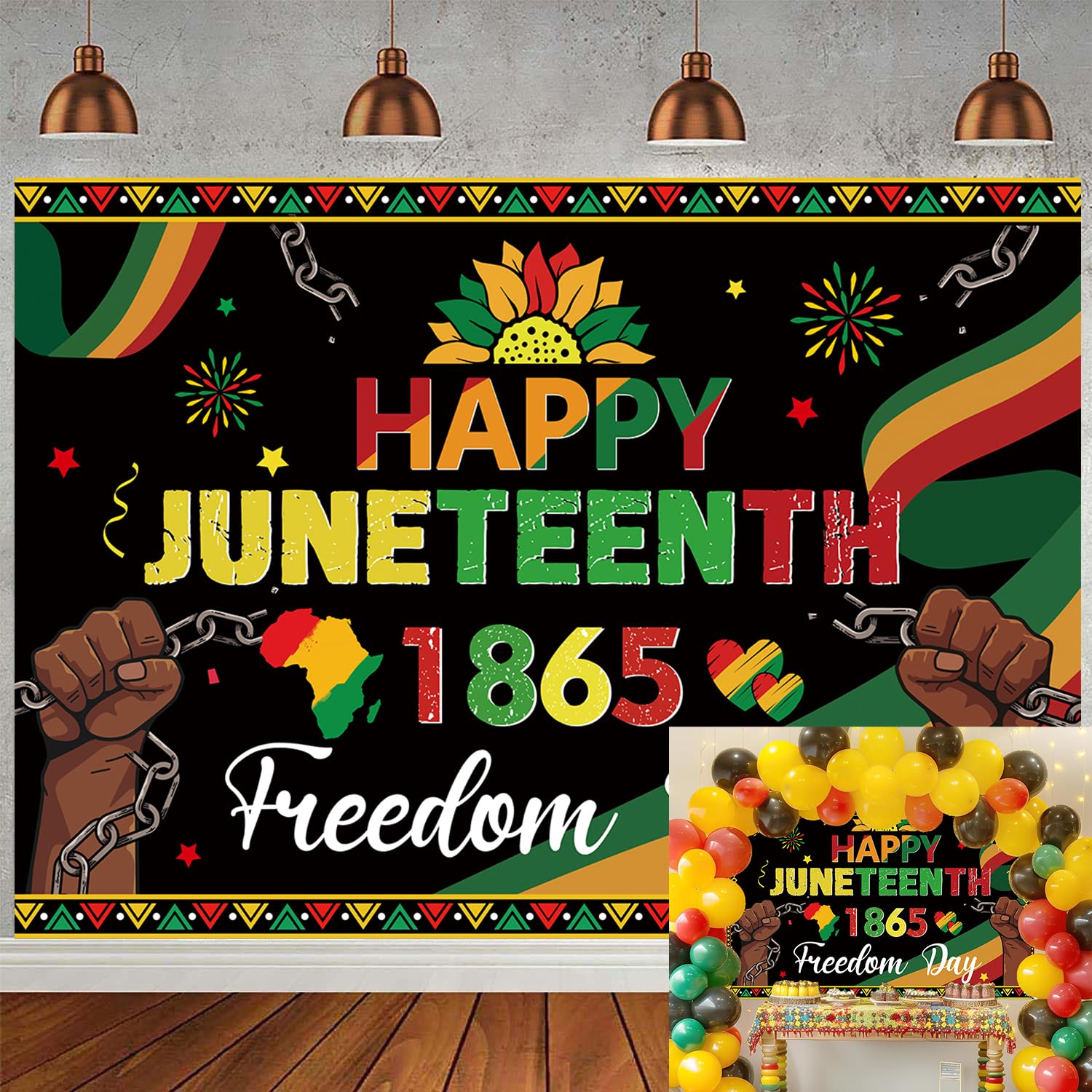 Happy Juneteenth Banner Backdrop June 19th Freedom Day Photography Background African American Independence Day Party Decorations Banner Photo Prop (