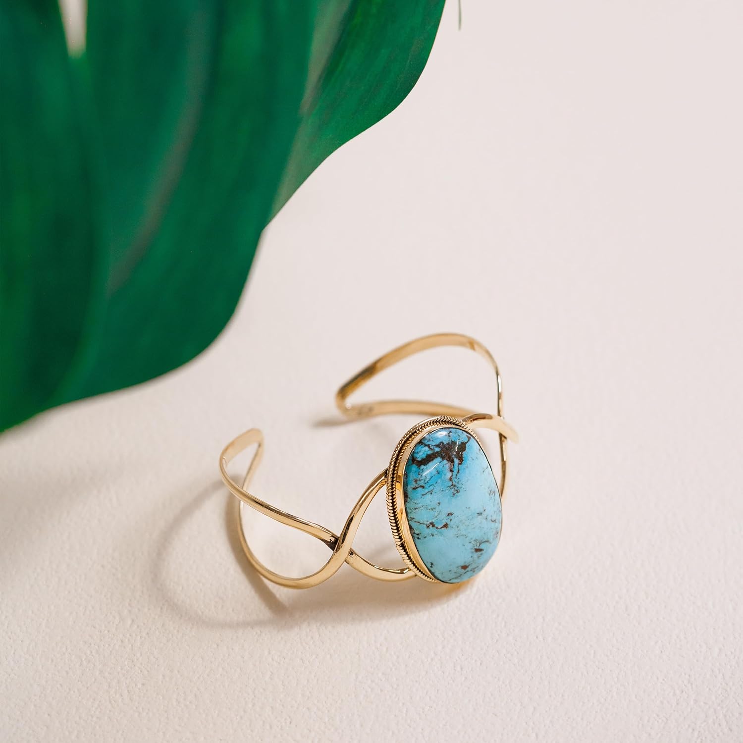 AYANA Turquoise Brass Bracelet | Stone of Healing & Protection | Throat Chakra | December Birthstone | Handcrafted with Ethically Sourced, Natural, Pure Gemstones - Image 9