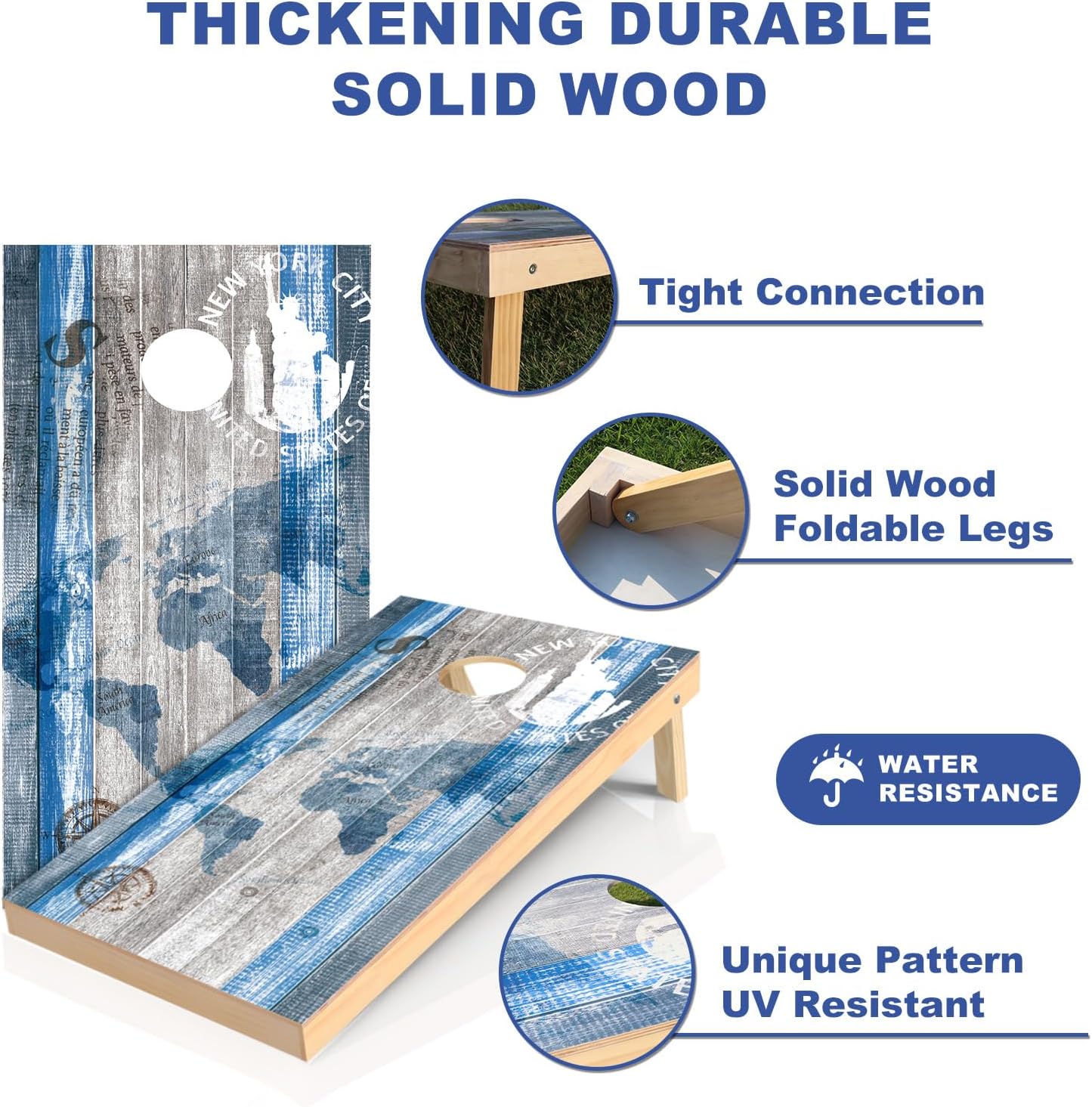 Cornhole Board Set, Regulation Size 4 x 2FT/3 x 2FT Solid Wood Corn Hole Game Set with 8 Bean Bags,2 Cornhole Boards and 1 Carry Bag for Outdoor Beach Toss Games Competitions