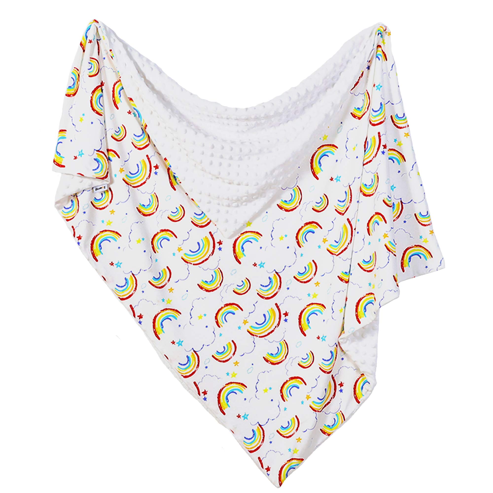 Cloele Baby Minky Blanket - Ultra Soft Escalate Size 33 x 42 Inch - Plush Mink Double Layer Fleece Fabric for Newborns Toddler Bedding Blanket Baby Swaddle Blanket - Rainbow