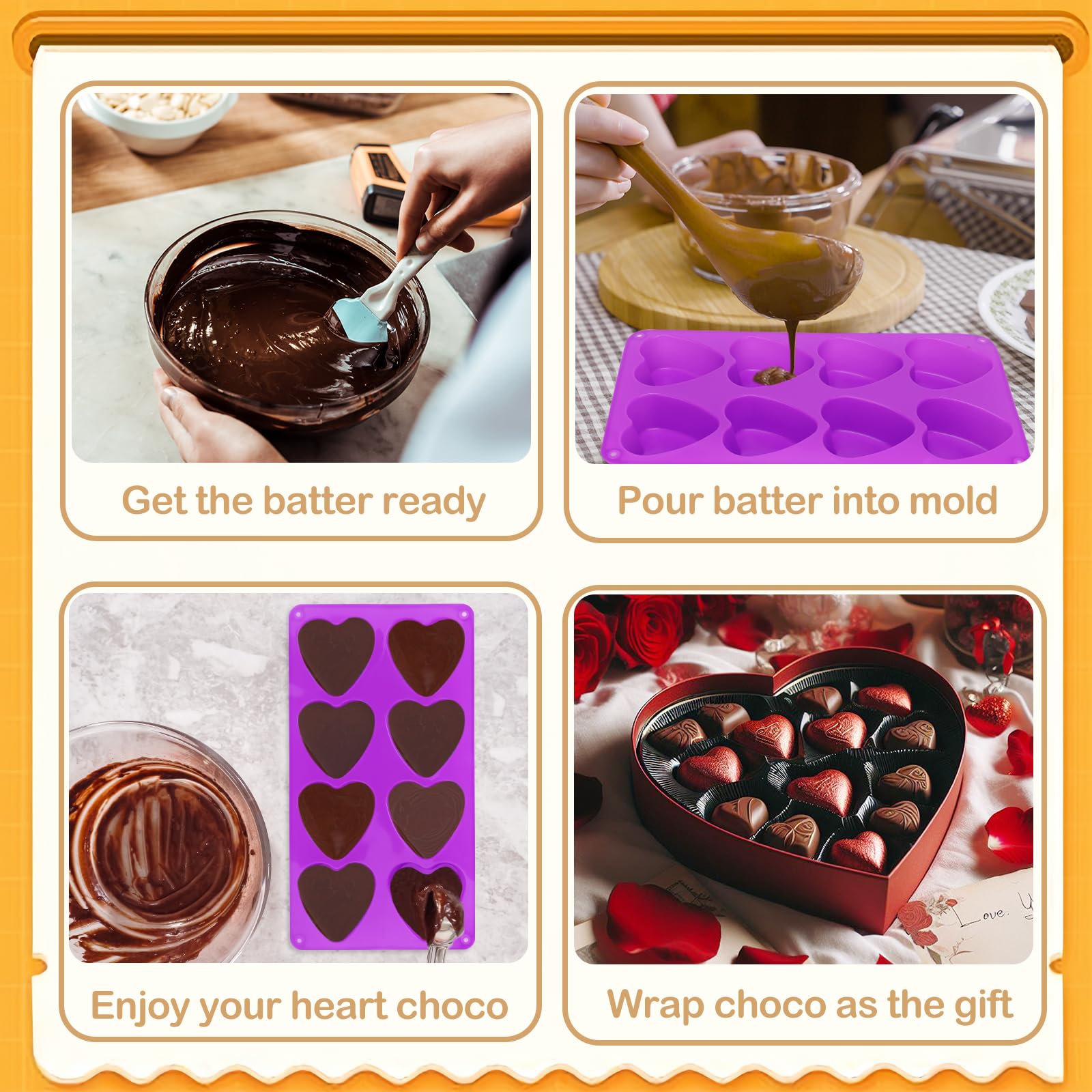 3 moldes de silicona en forma de corazón con 8 cavidades, molde de silicona para hornear, mini molde para magdalenas, molde en forma de corazón de San Valentín para hacer chocolate, dulces, jabón y