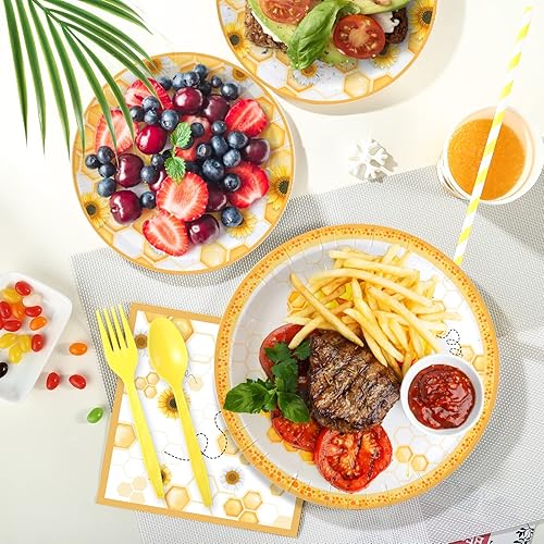 Miniatura 2 de 194 suministros de fiesta temática de abejorros para decoración de fiesta de abejas, platos y servilletas de papel de abeja, mantel, vajilla, qué