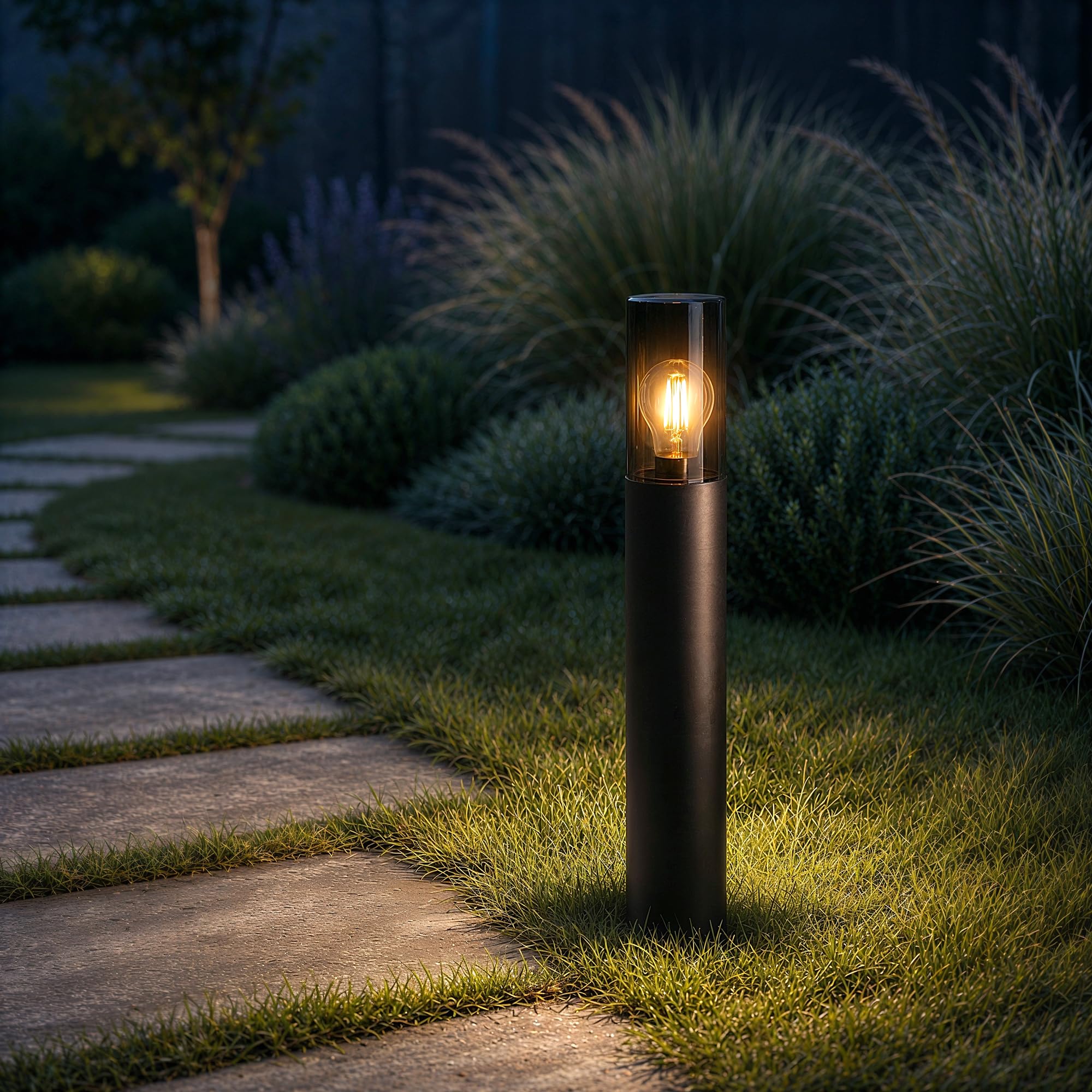 SSC-LUXon VARDA - Lámpara de pie para exteriores (4 unidades, casquillo E27, altura 50 cm), color negro