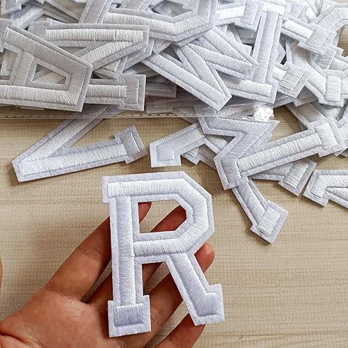 Miniatura 2 de Zlettery Parches de letras para planchar de 2.9 pulgadas, 52 piezas, parches bordados del alfabeto A-Z para ropa, chaquetas, sombreros, mochilas,