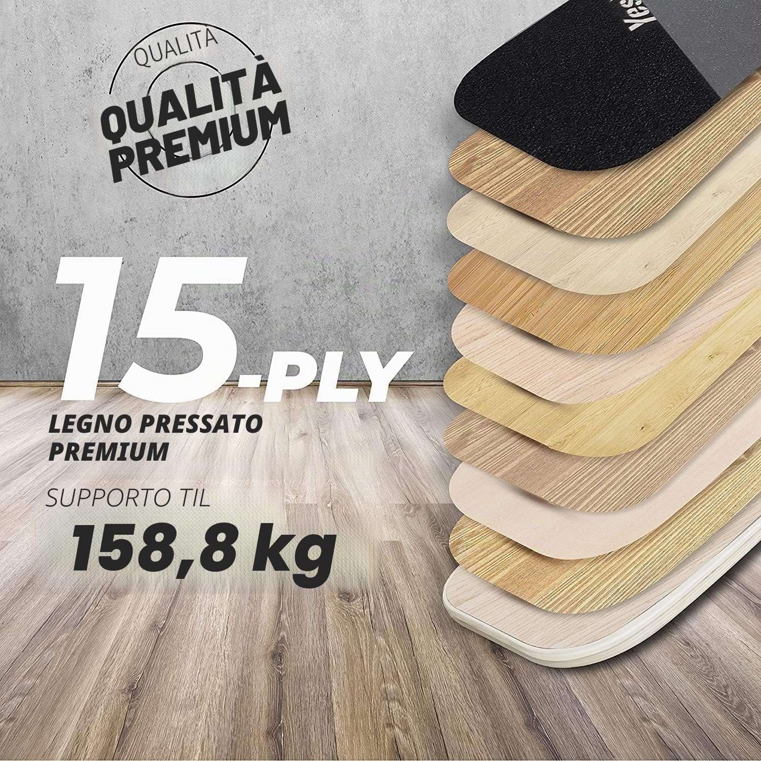 Yes4All Balance Board Trainer, superficie liscia e rullo rivestito in TPE spesso; tavola da allenamento in legno per tutti i livelli di allenamento, stabilità e forza del core