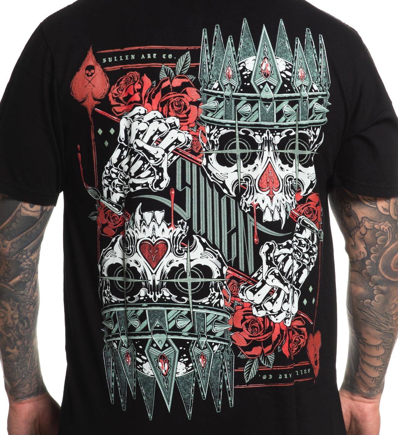 Sullen Men's Spades and Hearts Stacked Deck Capsule Tattoo Lifestyle Graphic Premium Short Sleeve Tee