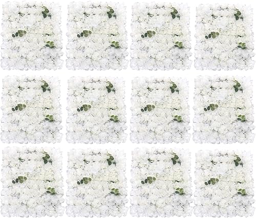 Vista 199 de 20 paneles de pared de flores artificiales, decoración de pared de 24 x 16 pulgadas, paneles decorativos de flores de hortensias para el hogar, 20