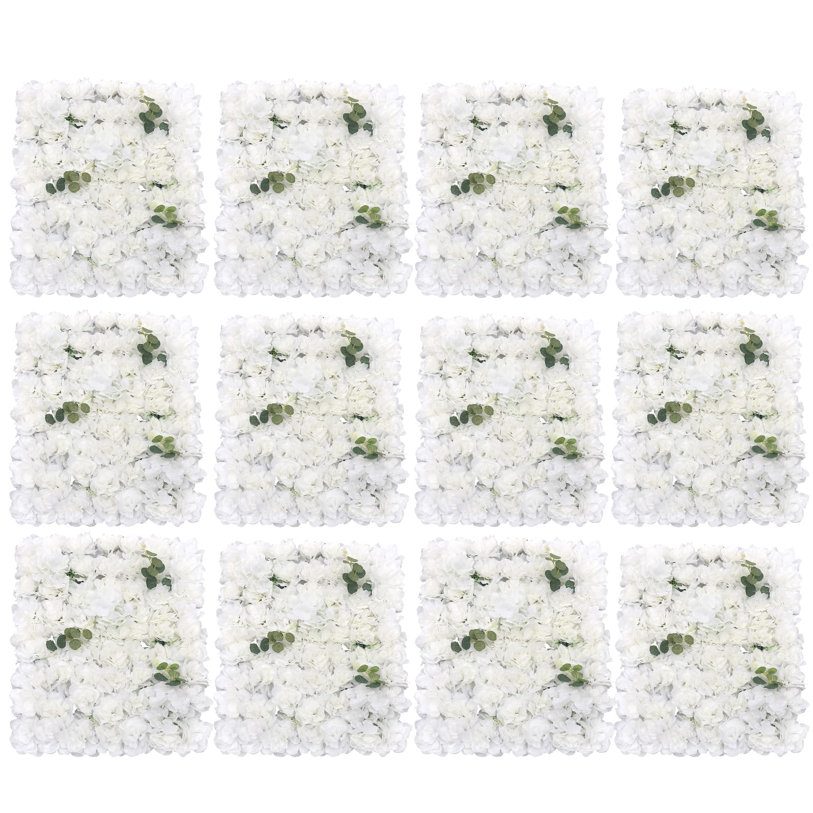 12 Stück Künstliche Blumenwand Hintergrund Hochzeit Wandpaneel | 40x60cm Seidenstoff, Blumen Paneele, Wanddeko Blumen, für Hochzeit Bühne Party Heimdekoration