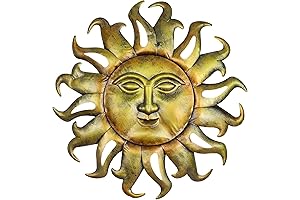 21-Inch TOPIA Metal Sun Wall Decor, Gplden-Multi