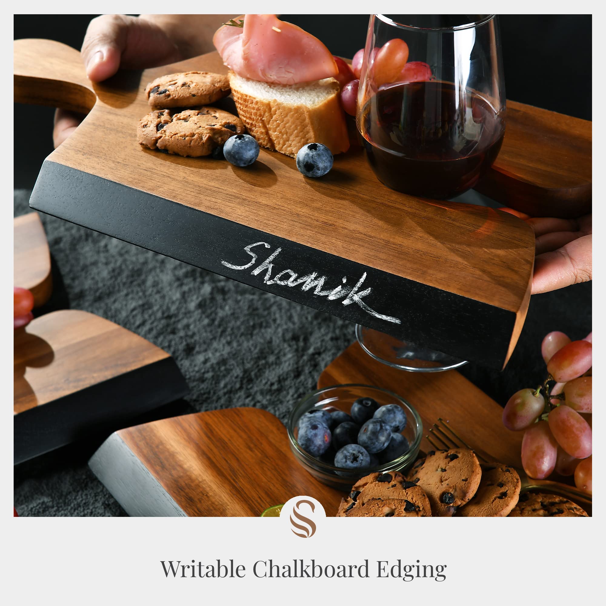 Amazon.co.jp: Shanik アカシア木製チーズボードセット パズルハンドル