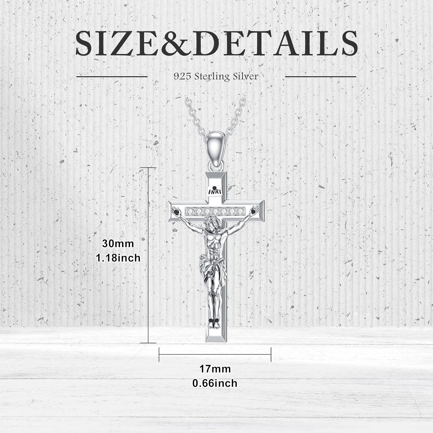 Crucifix Cross Necklace 925 Sterling Silver Lab Diamonds Jesus Cross Pendant Religious Jewelry for Women - Image 5