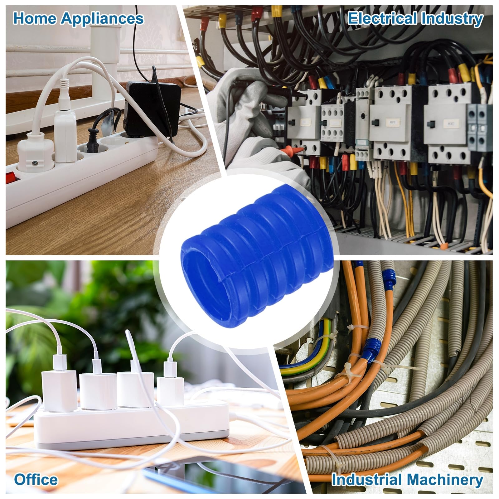 sourcing map Tubo flessibile da 1/2 pollici, 15,2 m, protezioni flessibili per cavi con strumento di installazione, copertura per gestione dei cavi, per ufficio, casa, cavi elettrici e automobilistici
