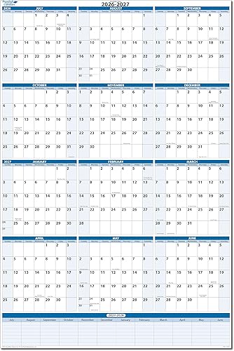 Miniatura 6 de Calendario de pared vertical para año académico 2023-2024 color azul cielo húmedo y seco borrable 36 pulgadas de alto x 24 pulgadas de ancho con
