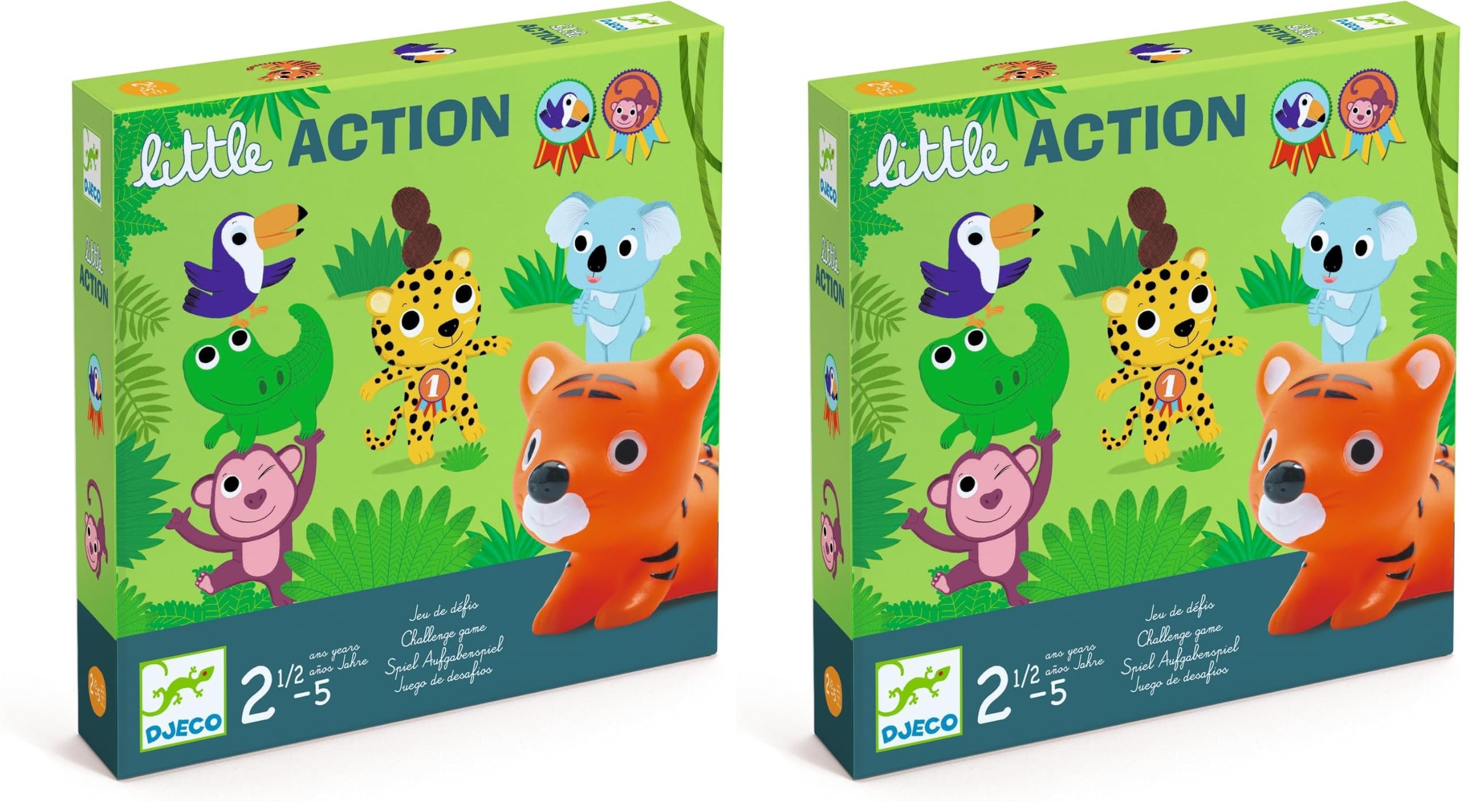 DJECO Little Action, Jeu de société Enfant, 2 à 5 Ans, 2 à 4 Joueurs (Lot de 2)