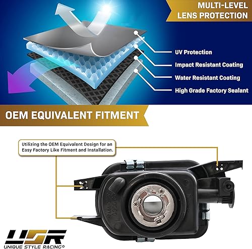 Miniatura 8 de USR - Proyector de lente de vidrio mejorado con luz antiniebla (izquierda + derecha) compatible con Mercedes W203 Clase C Sport 2005-2007 paquete