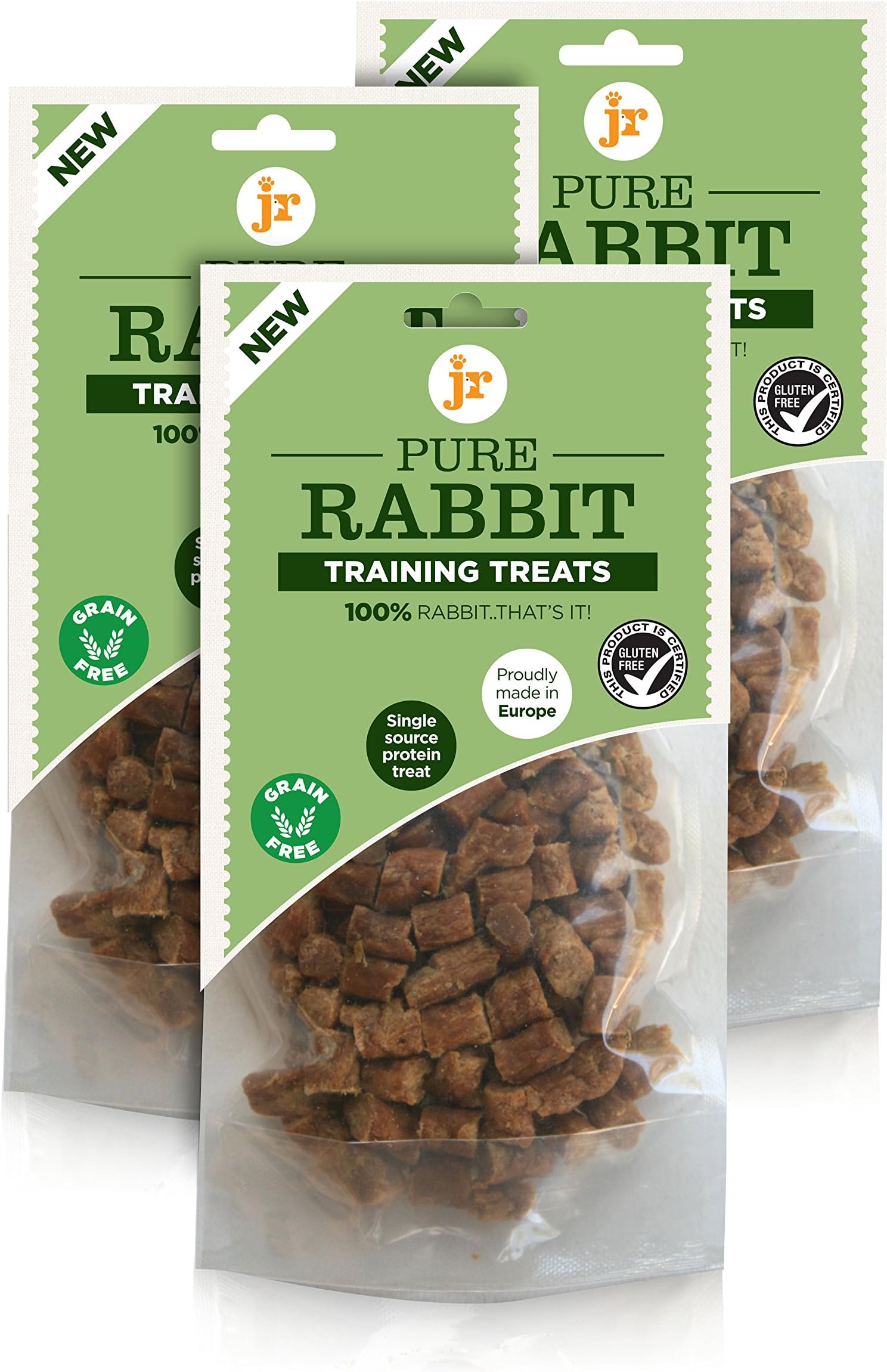 J R Pet Products 100% Pure dried fresh meat Rabbit Training Treats for dogs (3 x 85g)