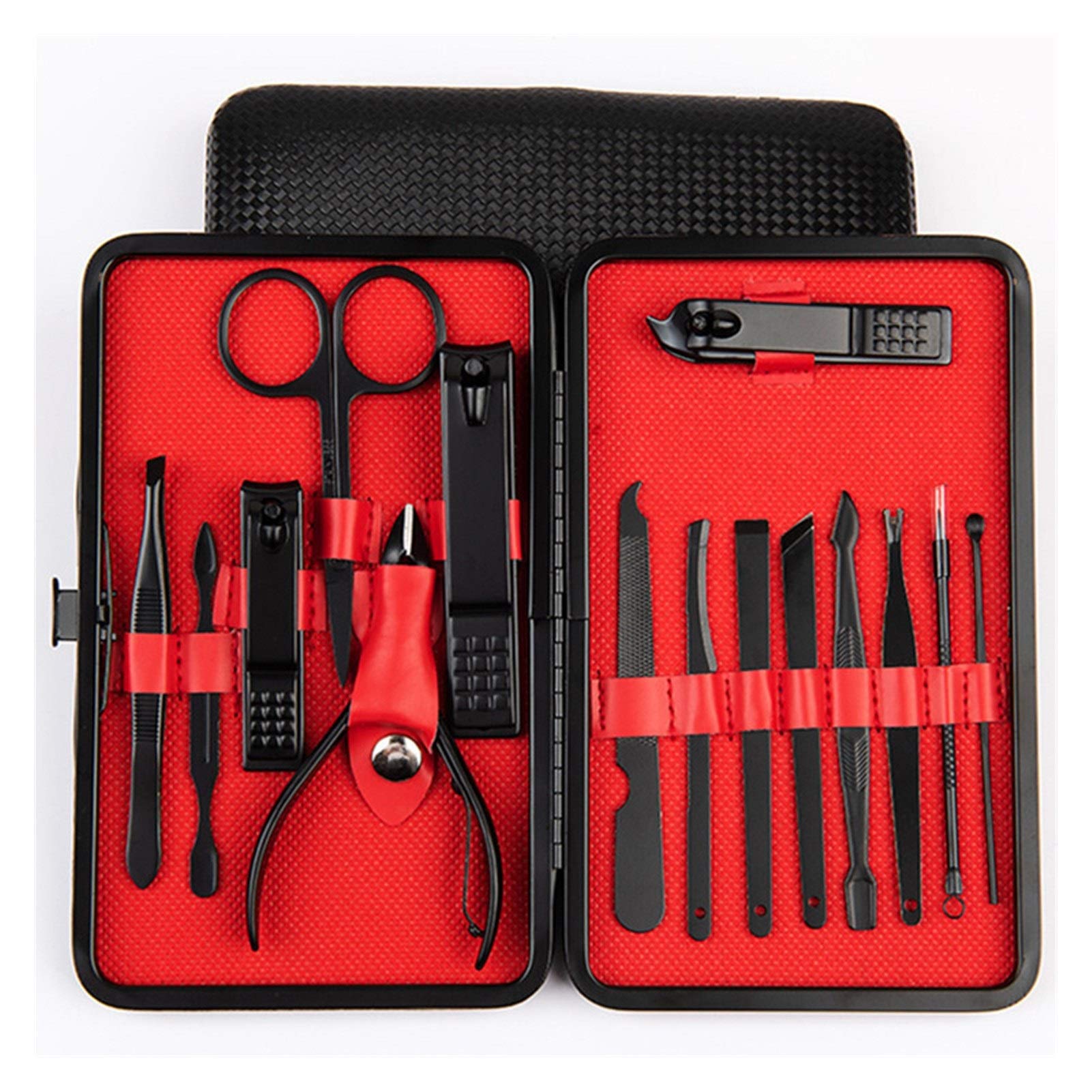 Set di forbici professionali per pedicure e cuticole, pinzette per manicure, 15 pezzi, colore: rosso