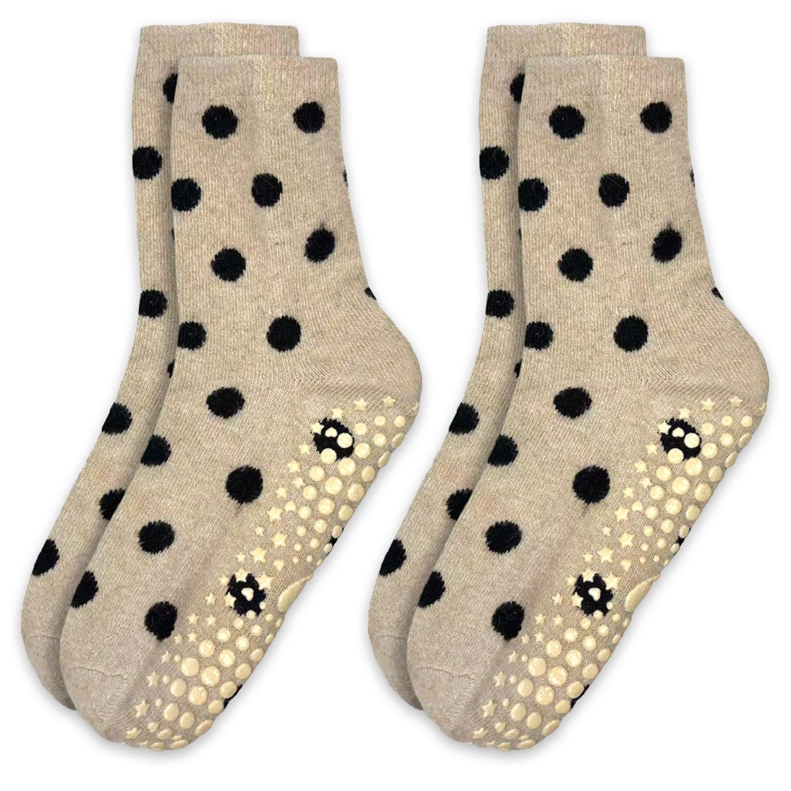Cute Polka Dot Yoga Socks for Women – 3 Pairs Non Slip Grip Pilates Barre Socks, Cozy Crew Style, US Size 5-9
