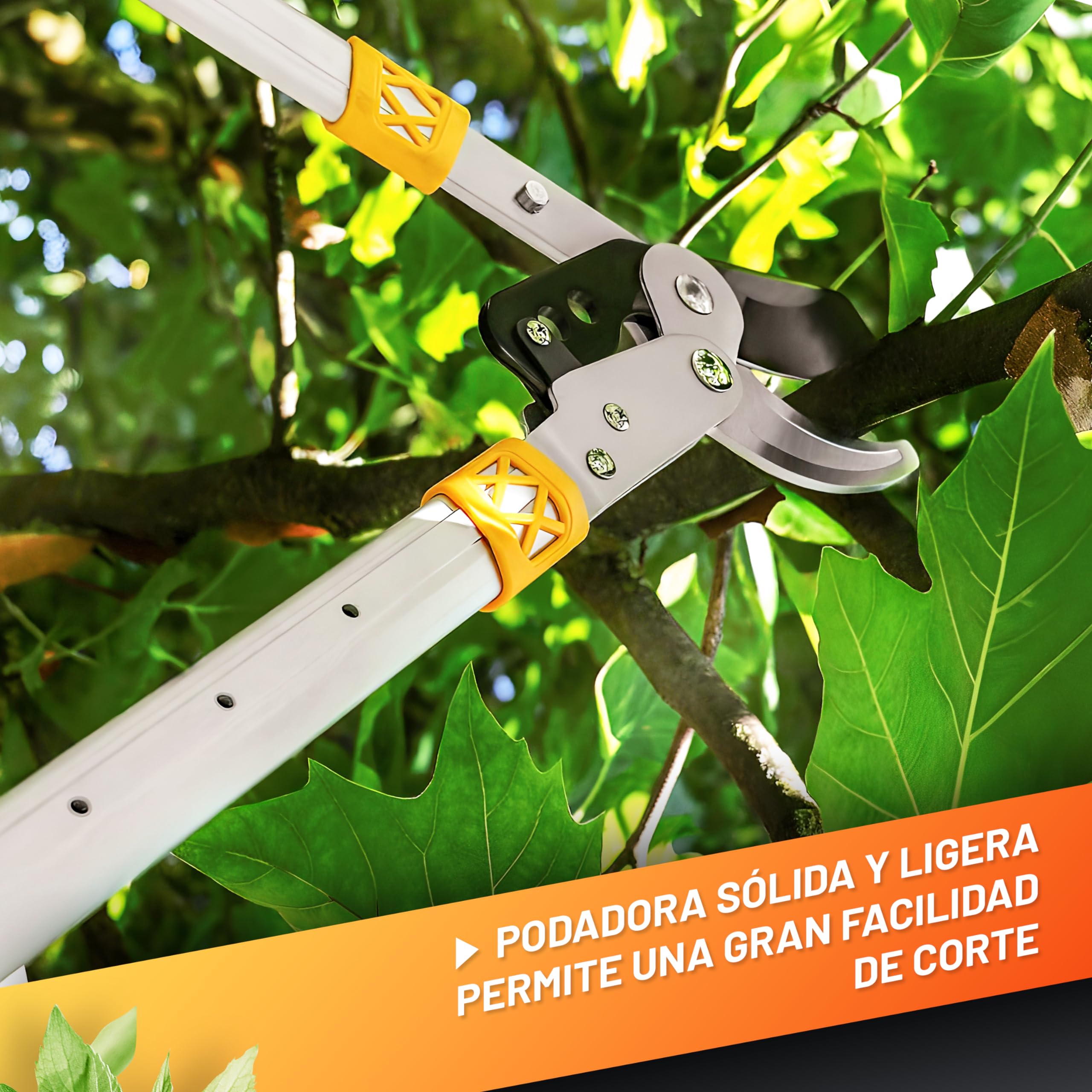 GRÜNTEK Tijeras de poda telescópicas XT 685-940 mm sistema de corte Bypass. Hoja 82mm de acero revestido templado y Teflon. Magos con 6 pos. ajustables.