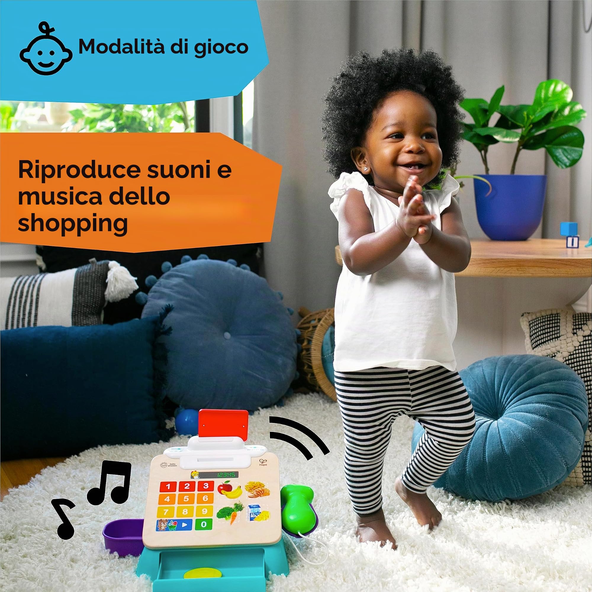 Baby Einstein, Hape Magic Touch Registratore di Cassa Fai Finta di Controllare Il Giocattolo, con Suoni e Musica Reali, dai 9 Mesi in su