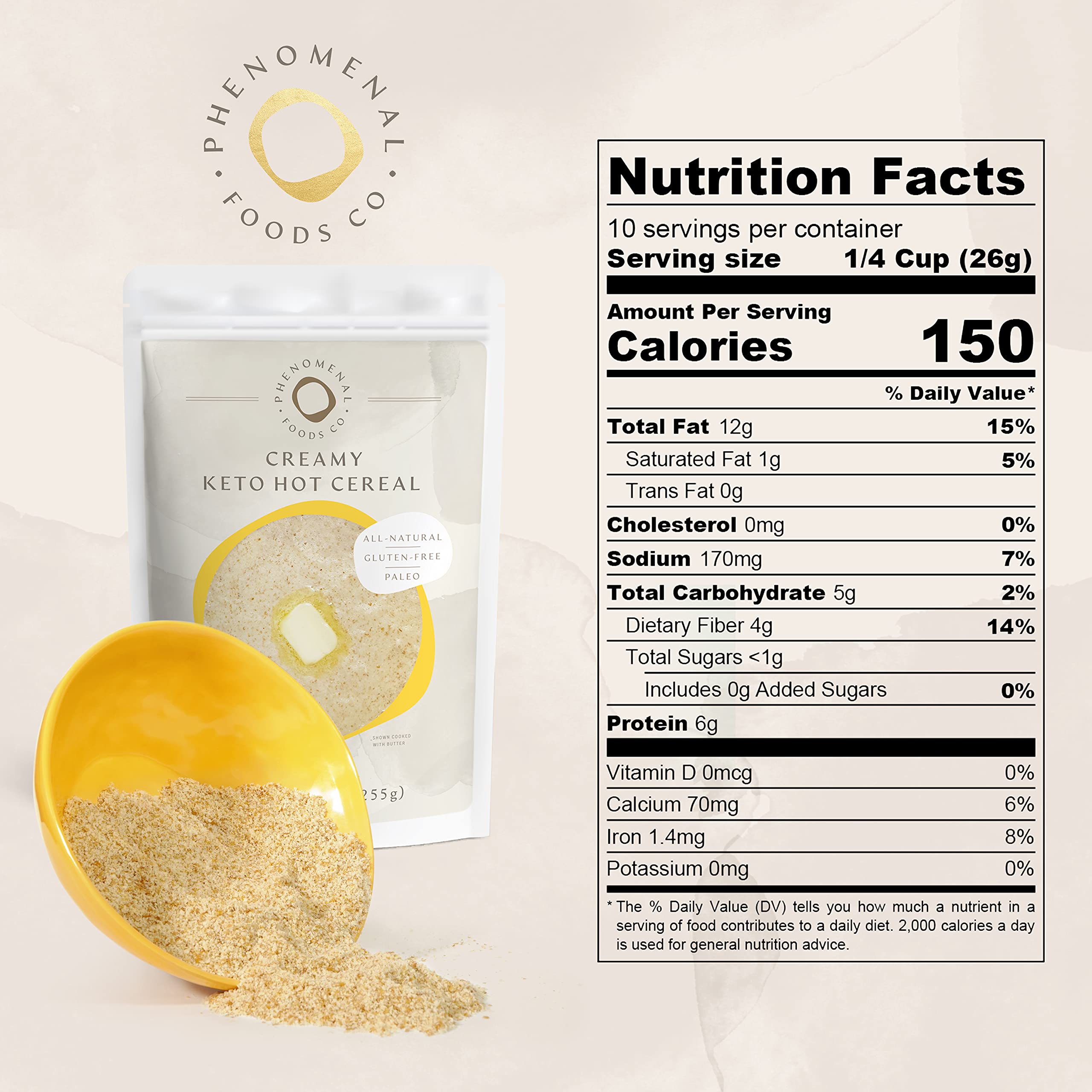 Creamy Keto Hot Cereal® Original by Phenomenal Foods Co Low Carb Gluten & Grain Free