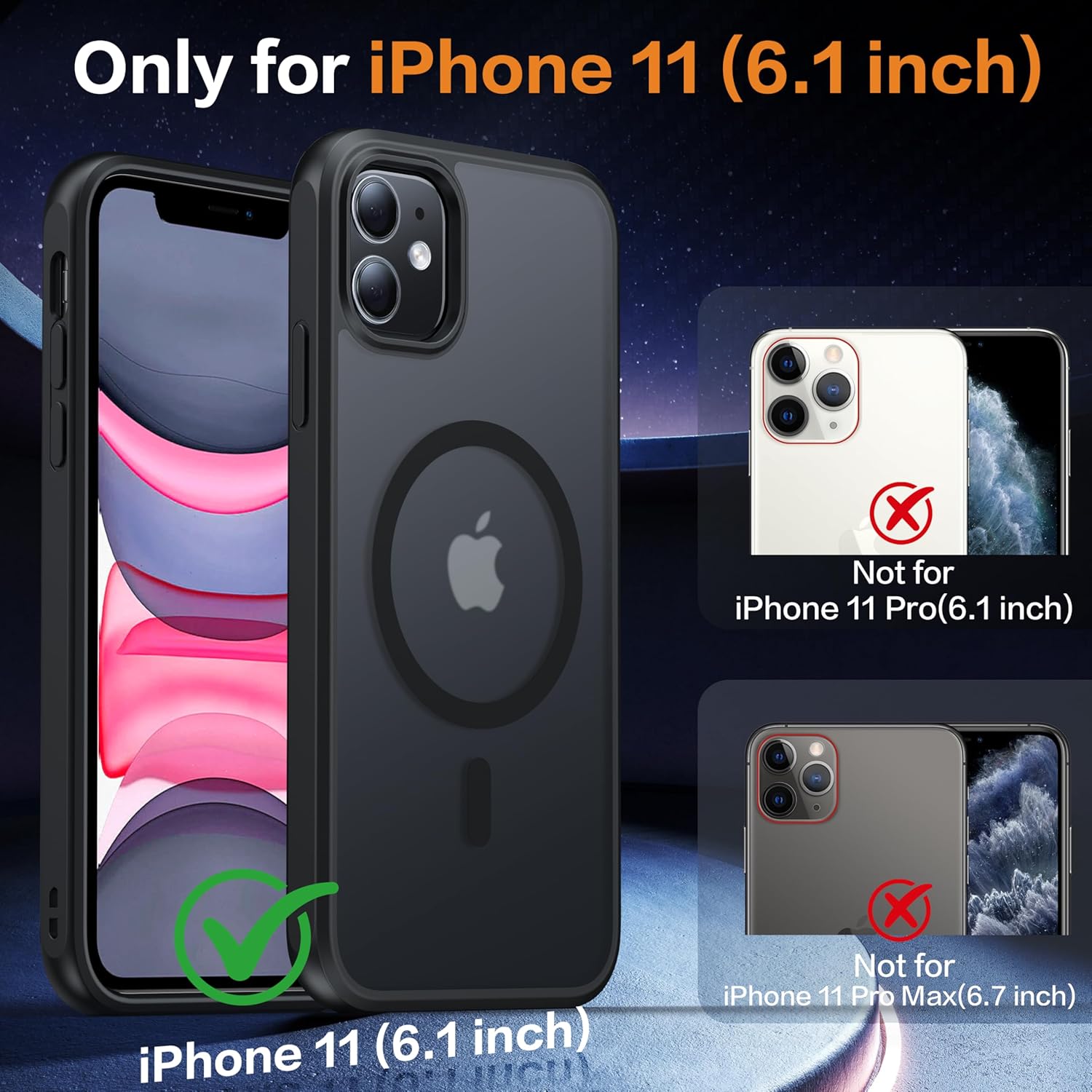 Magnetic for iPhone 11 Phone Case-Compatible with MagSafe-Slim Translucent Matte-Military Grade Drop Protection Phone Case for iPhone 11 6.1",Translucent Black - Image 2