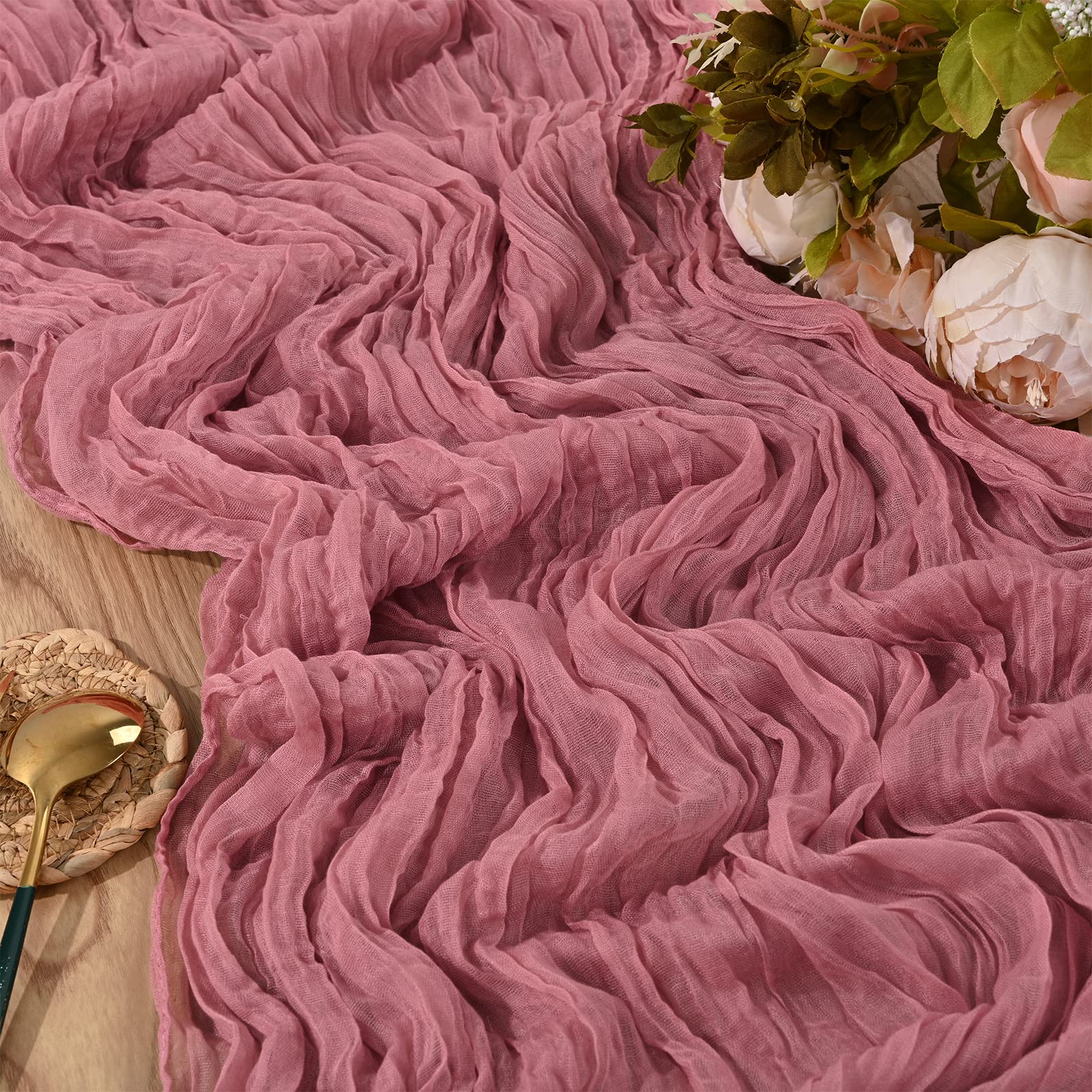 20 paquetes de camino de mesa de gasa rústica, estilo bohemio, 10 pies x 35 pulgadas, camino de mesa de boda, decoración de mesa de boda, decoración de mesa para boda, fiesta, despedida de
