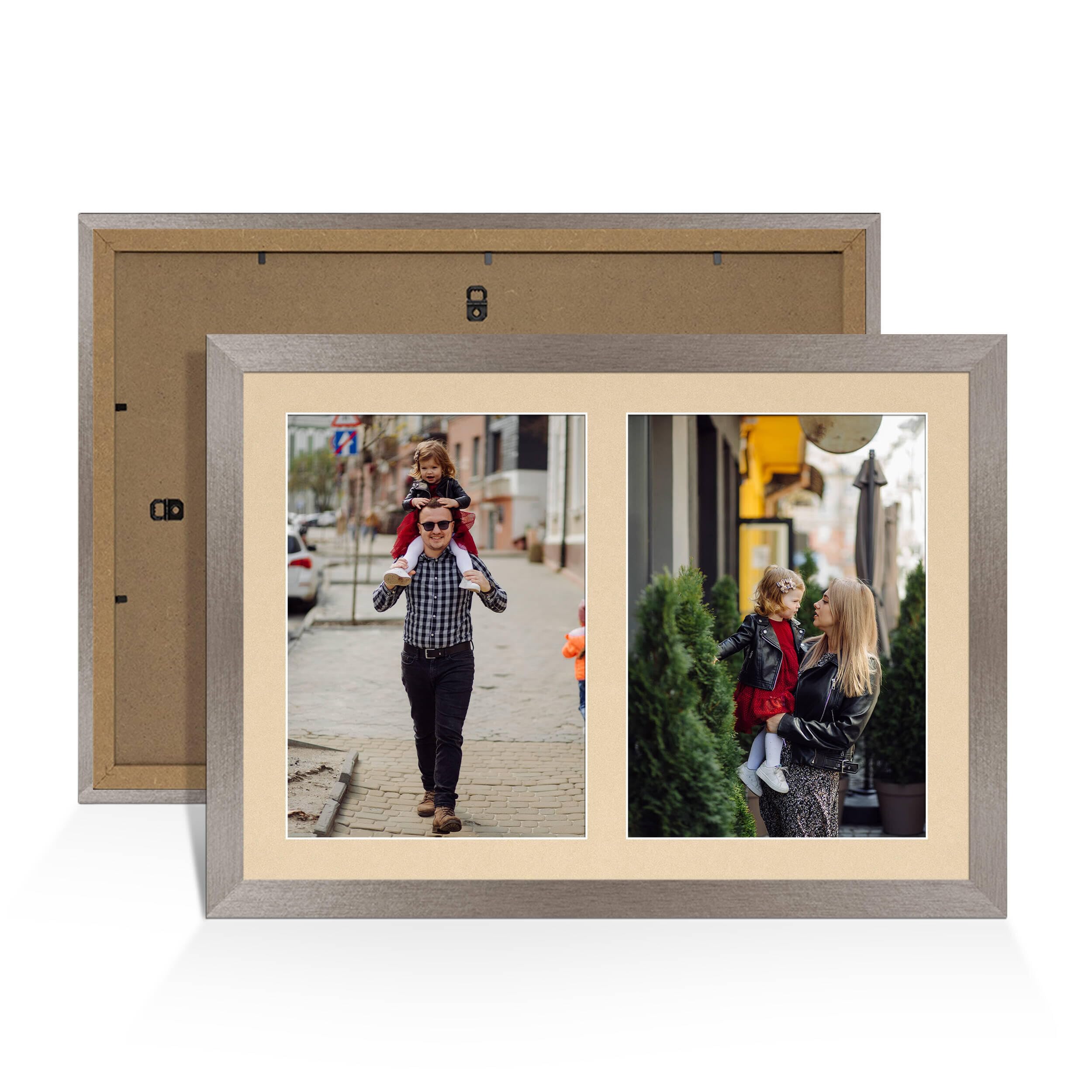 Alison Kingsgate Aluminium 20x14 Photo frames for multiple pictures -2 Apertures Collage Frame with Ivory Mount - Holds (2x) A4 Photos - Engineered Wood & Perspex โ image 1