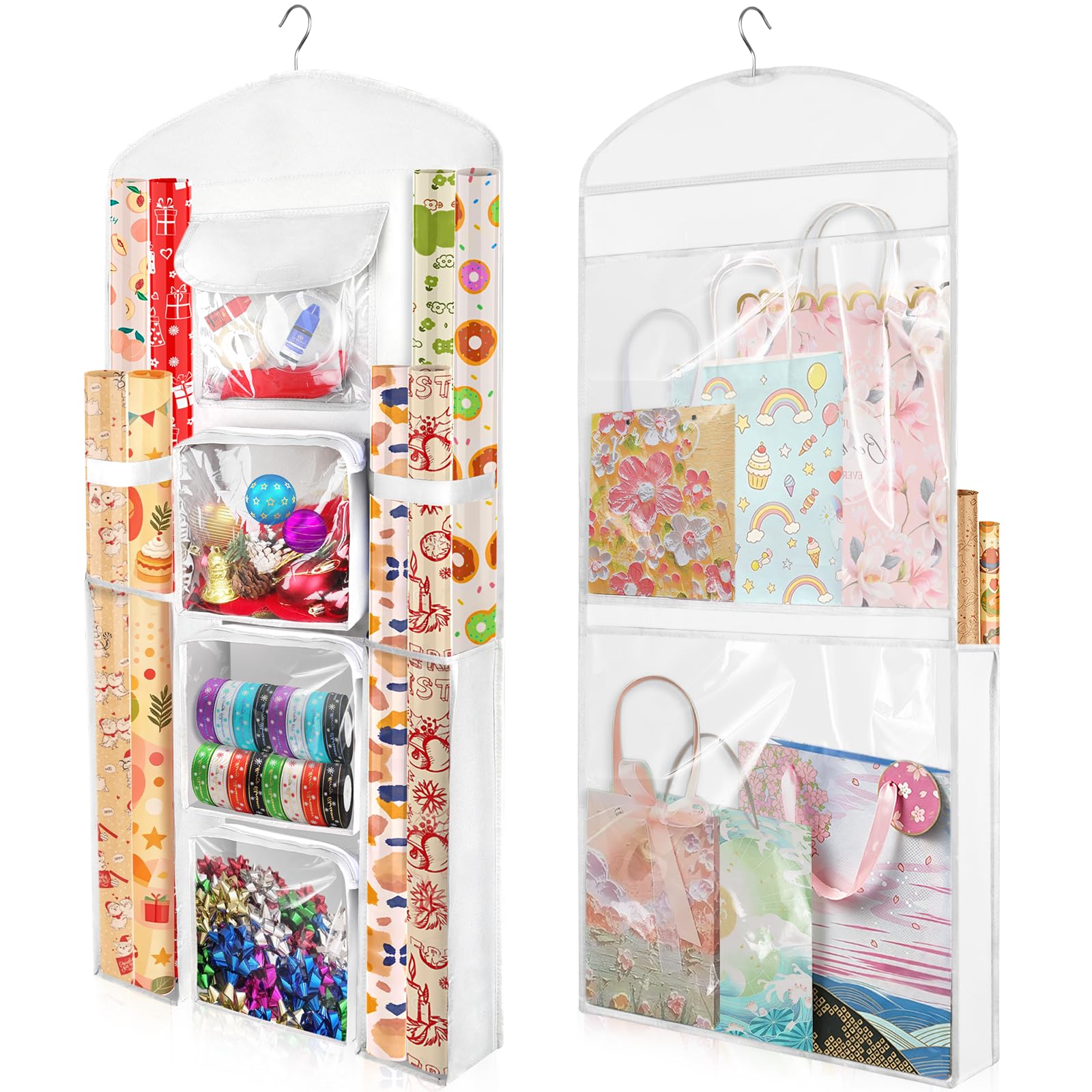 Hanging Gift Wrapping Paper Organizer Storage, Over Door Wrap Storage Bag