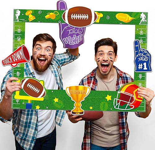 Super Bowl - Marco de fotos para juegos, suministros de decoración de gran tamaño, suministros de fiesta de fútbol deportivo para el día del juego