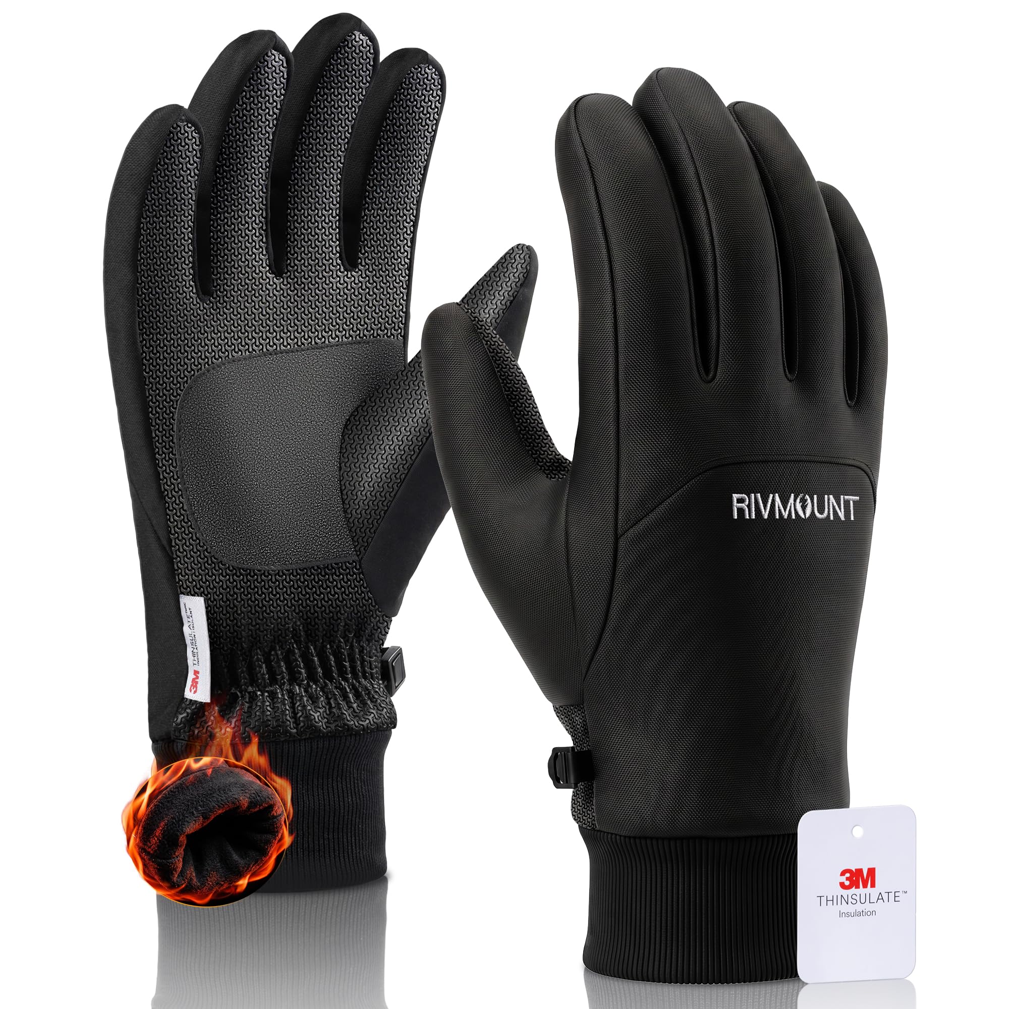 rivmount Winter Waterproof Ski Snow Warm Gloves for Women Men, Windproof Cold Weather Thermal with Touchscreen Fingers, for Running Driving Cycling Hiking Biking Outdoor Sports Daily Work