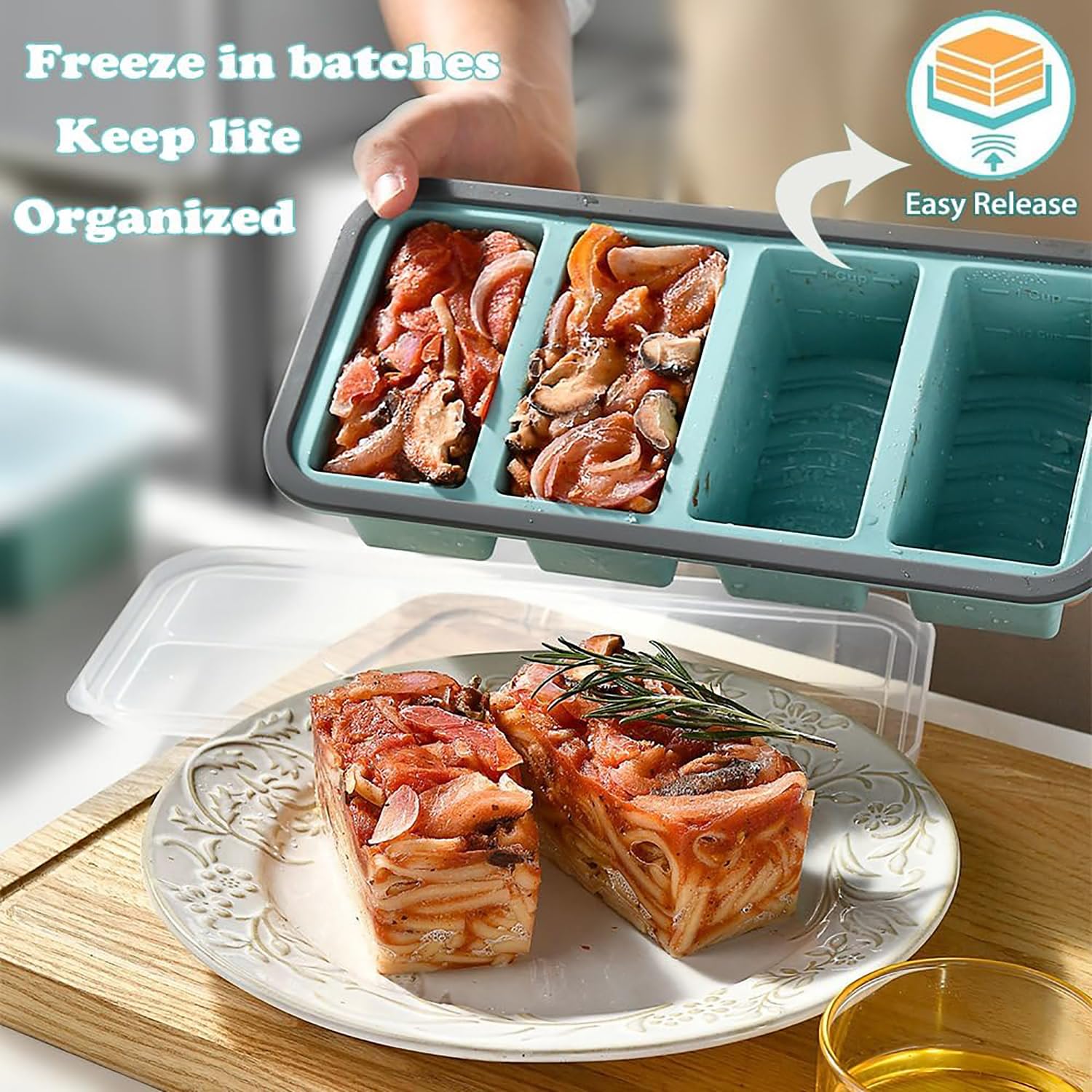 Meal Prep Contenitori, Vassoi In Silicone Per Alimenti Surgelati,Vassoio Per Congelatore In Silicone Extra Large,250 Ml, Ideali Per Preparare Pasti, Zuppe, Brodi, Salse E Cubetti Di Ghiaccio2PC (A)