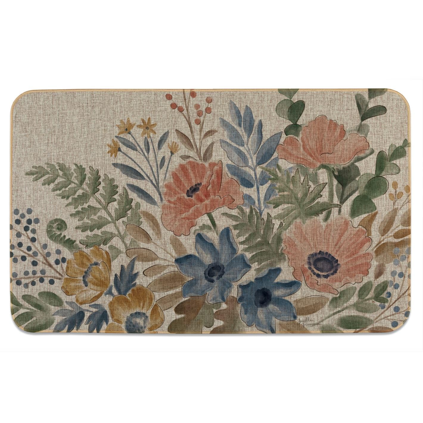 Counterart Botanical Blends Natural Linen Look Indoor/Outdoor Floor Mat with Rubber Back Manufactured in The USA 29.5” x 17.75”
