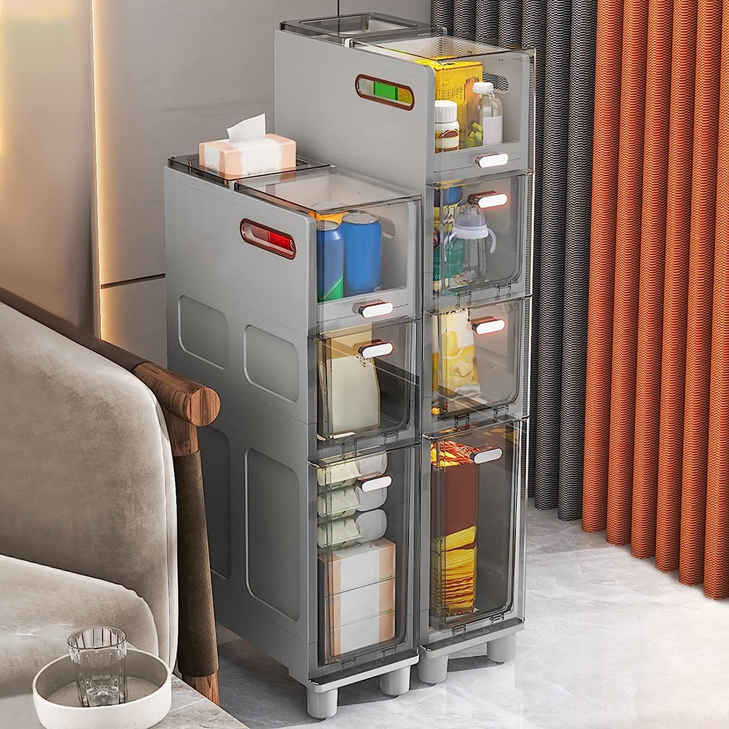 Gabinete de Almacenamiento de Piso de baño de 2/3/4 Niveles, gabinete de Inodoro Lateral de Gran Capacidad con cajones, Unidad de Organizador de Papel higiénico Estrecho para el hogar, baño