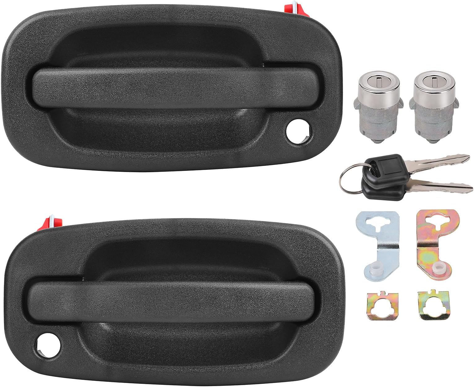 Yinlowa Front Left Right Exterior Door Handles with Locks for 1999-2006 Chevy Silverado GMC Sierra 1500 2500 3500, Tahoe, Suburban, Yukon, Escalade, Replaces 15034985 15034986 19356468 15298924