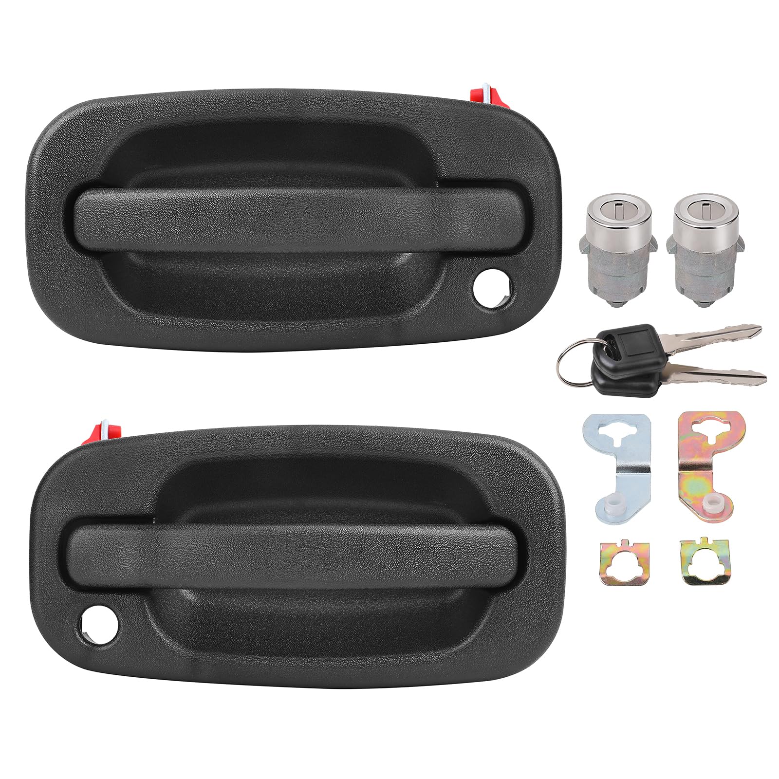 Exterior Door Handles with Locks Front for Chevy Silverado 1500 2500 3500 Classic Suburban Tahoe Avalanche GMC Sierra Yukon XL Cadillac Escalade ESV EXT 1999-2007 Replace 15034985, 15034986, 15298924